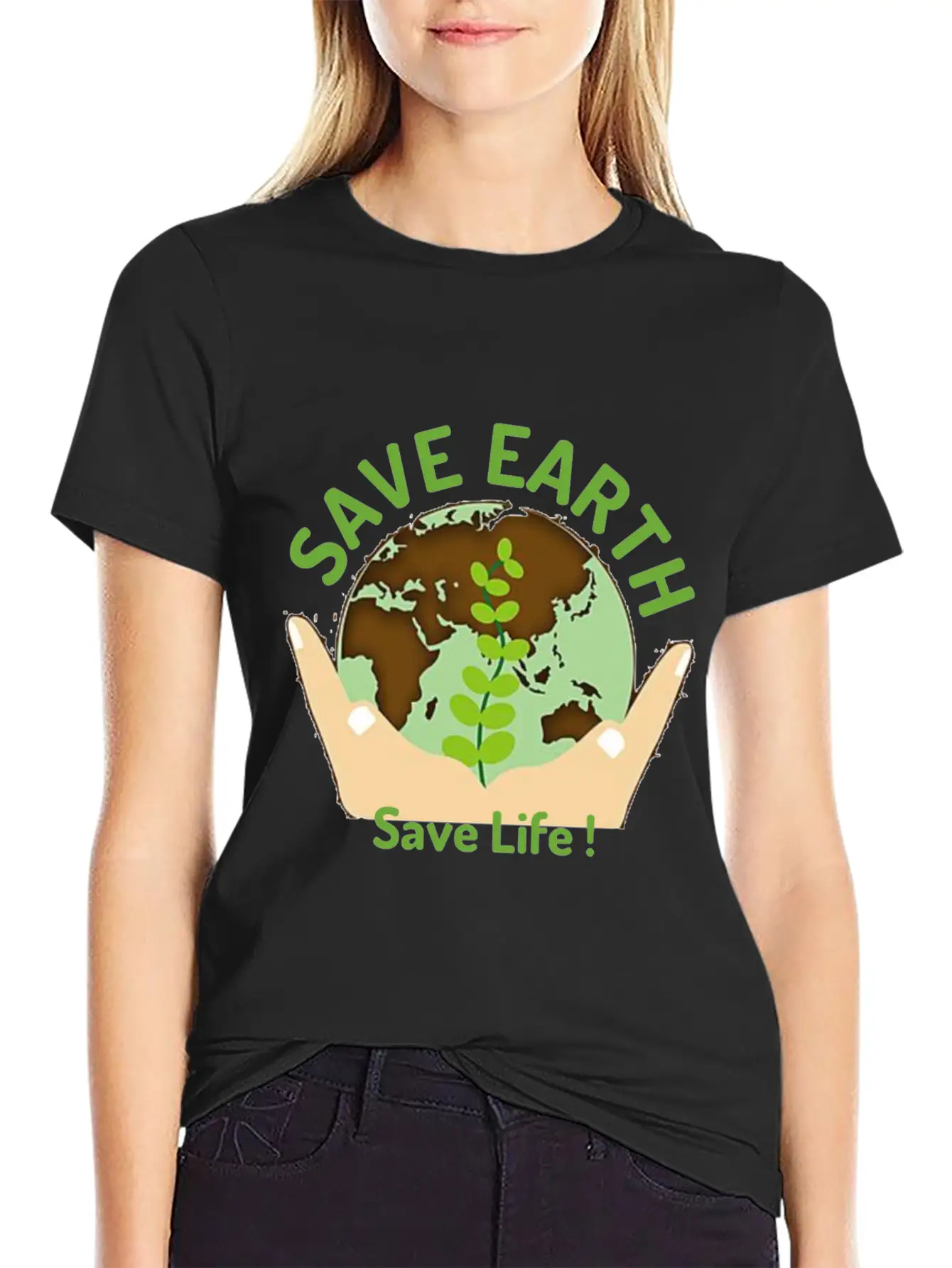 Save The Earth, Save Life ! Lightweight Cotton T-Shirt – Daily Comfort Graphic Shirt