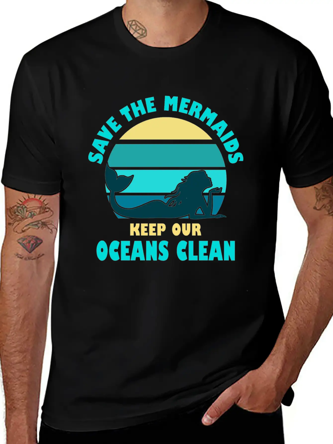 Save The Mermaids Keep Our Oceans Clean Modern Fit Casual T-Shirt – Clean And Versatile Design