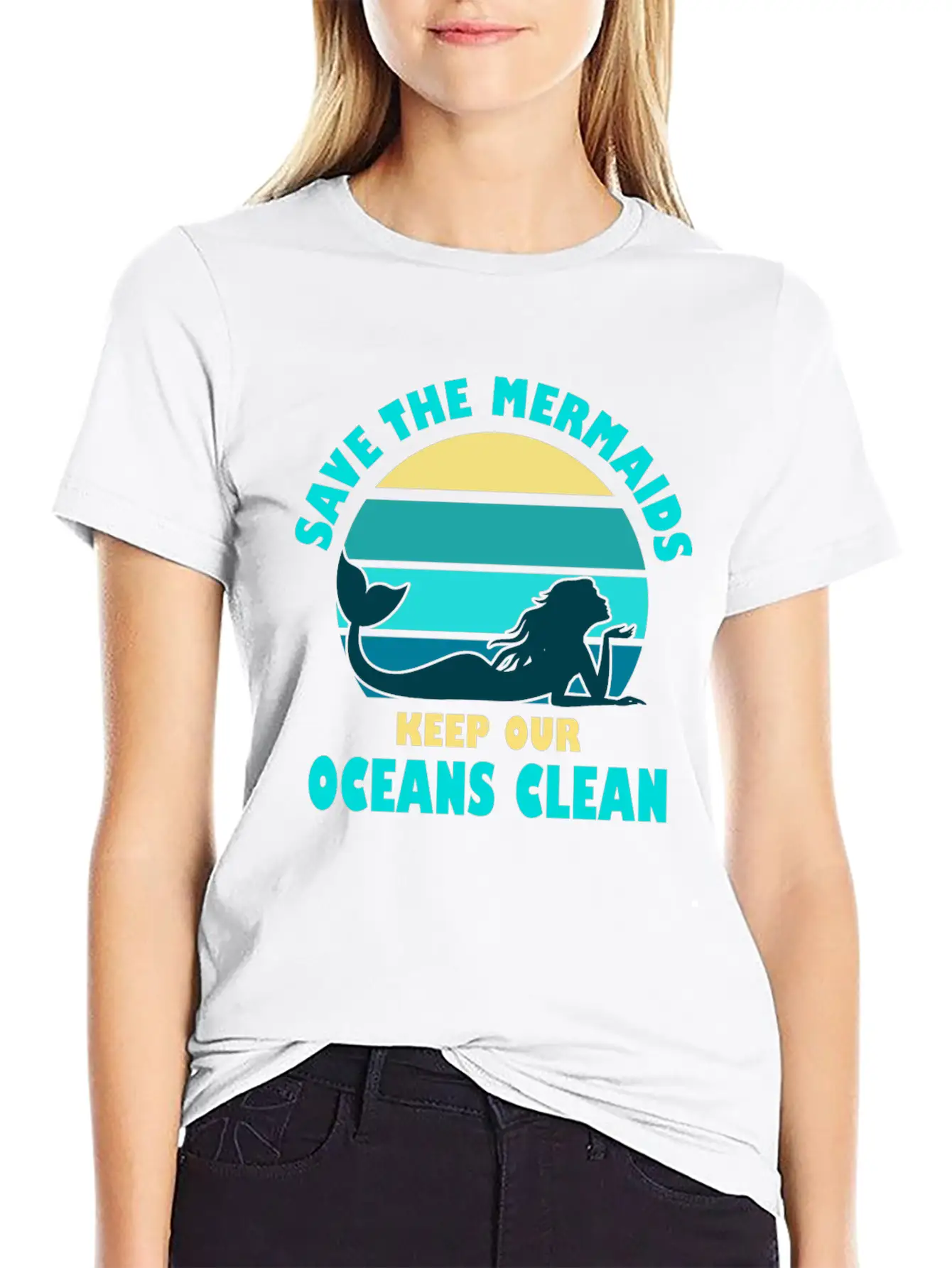 Save The Mermaids Keep Our Oceans Clean Modern Fit Casual T-Shirt – Clean And Versatile Design