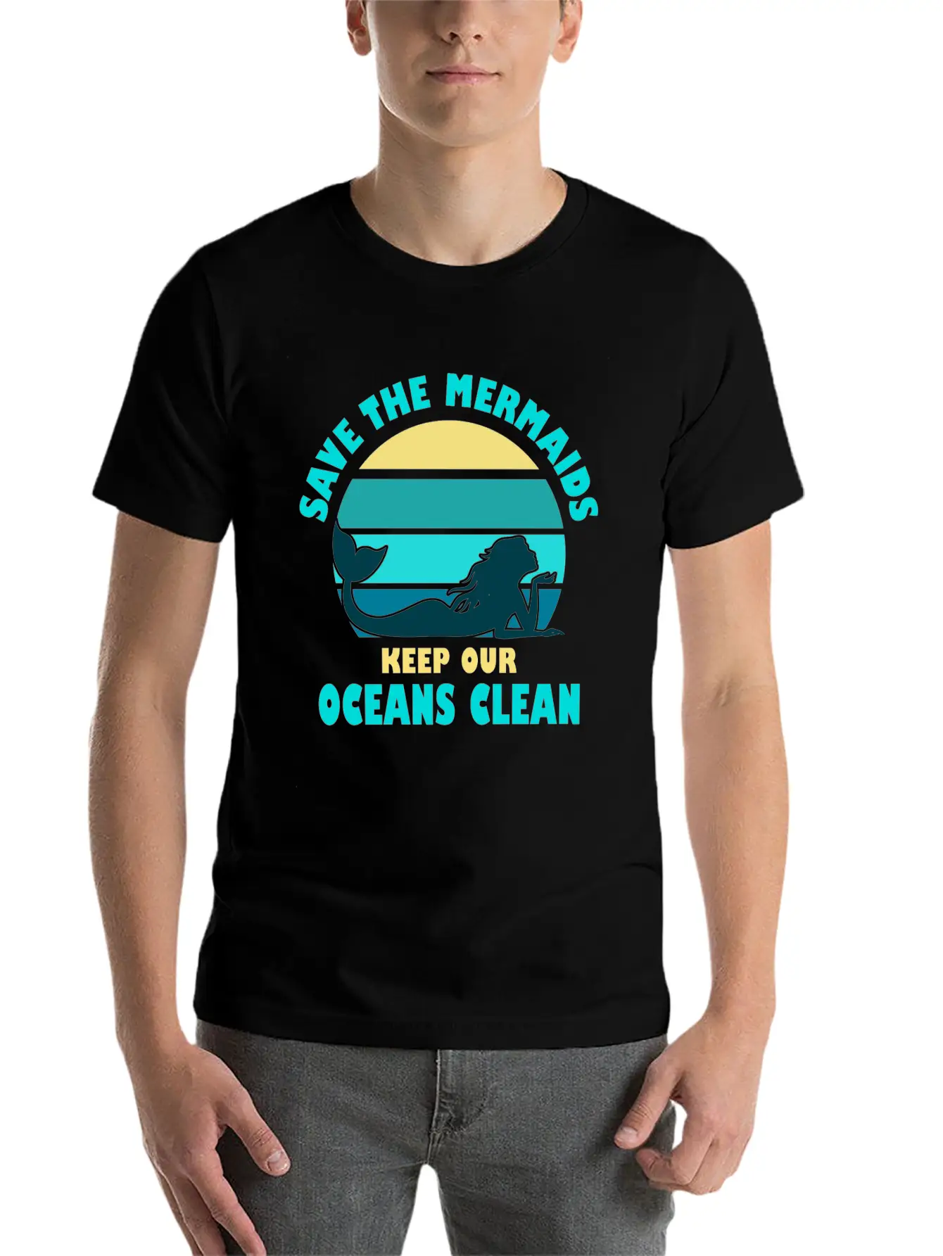 Save The Mermaids Keep Our Oceans Clean Modern Fit Casual T-Shirt – Clean And Versatile Design