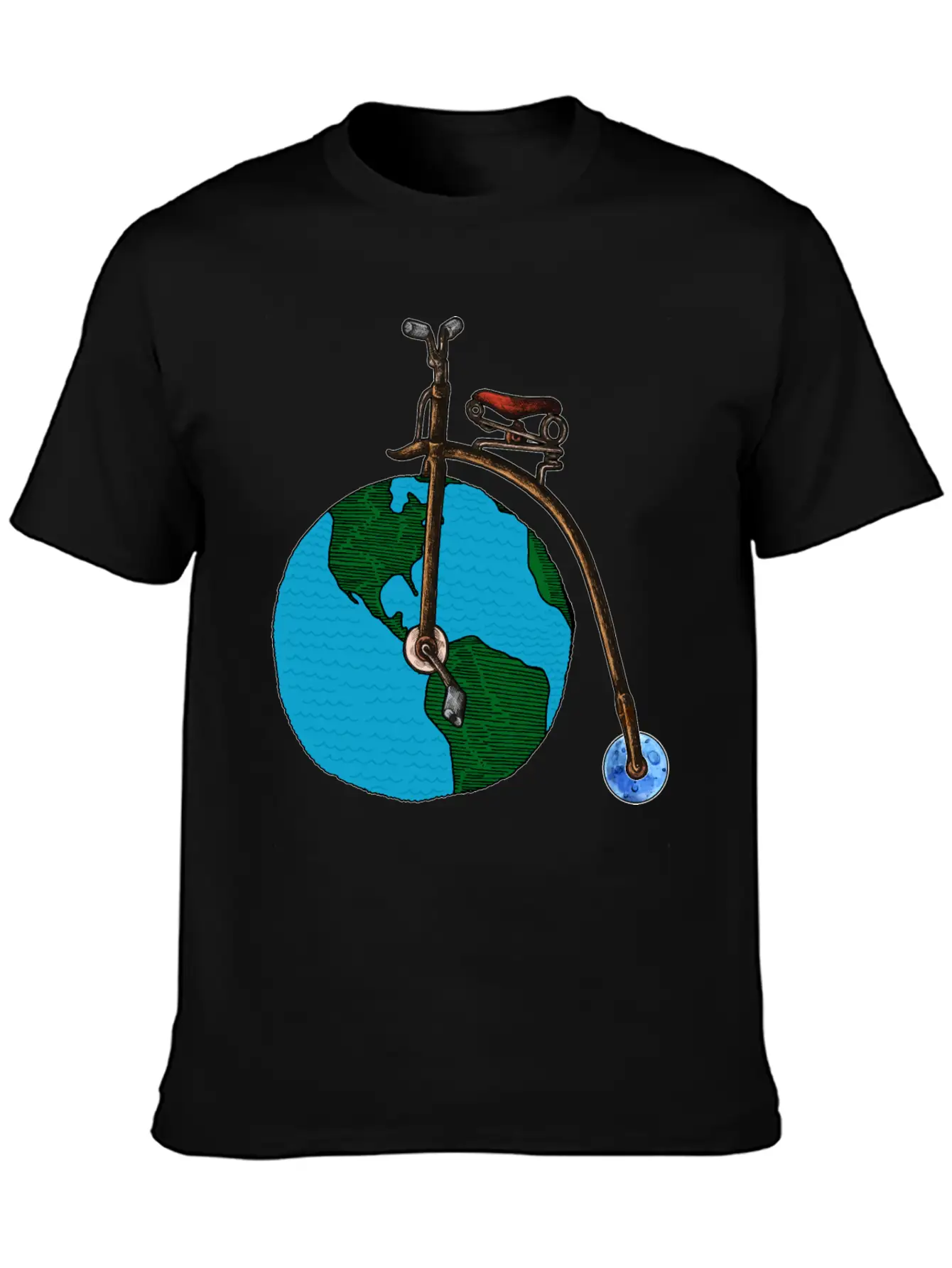 Save The Planet Earth Penny Farthing Bicycle Art Lightweight Cotton T-Shirt – Daily Comfort Graphic Shirt