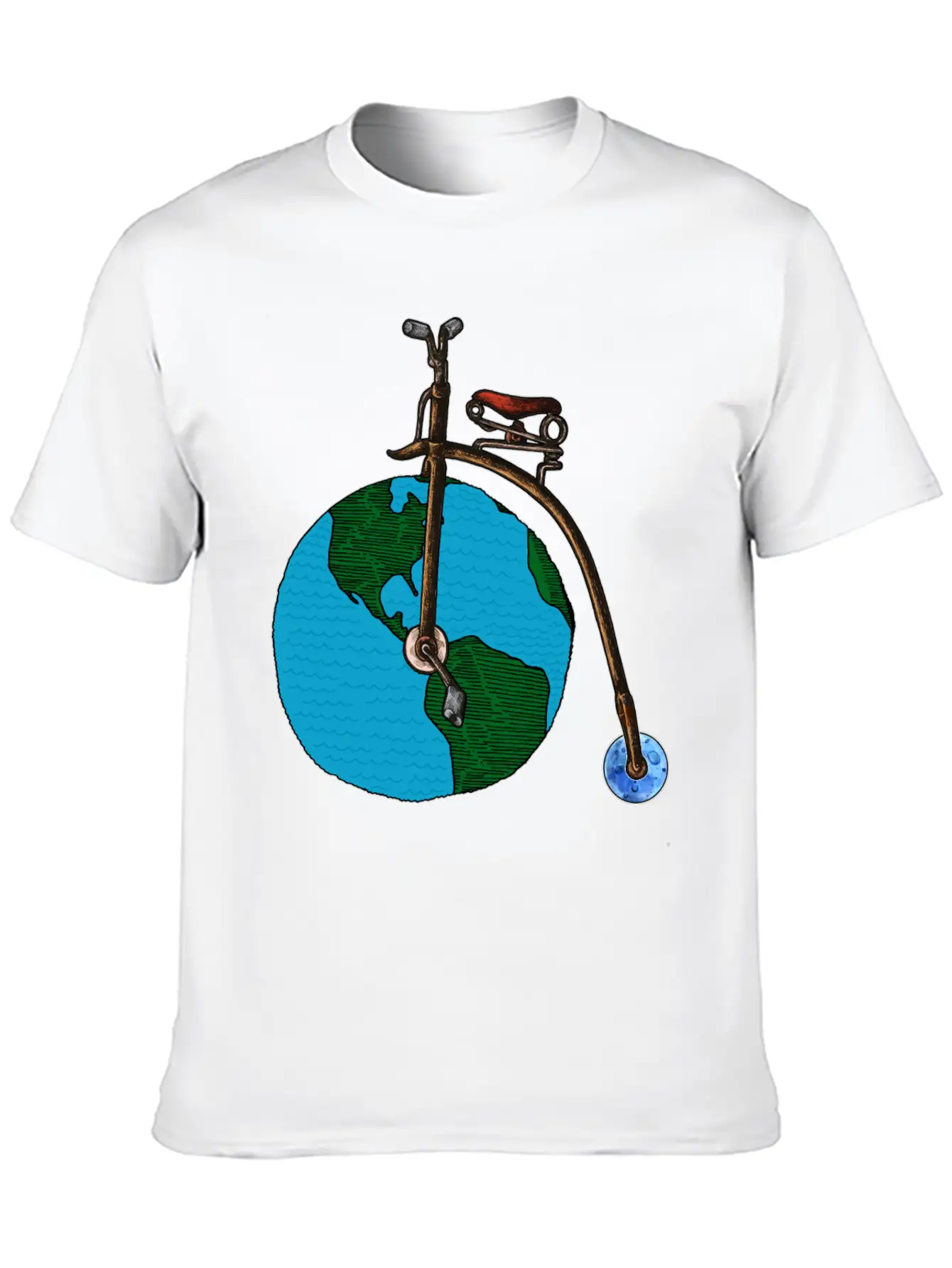 Save The Planet Earth Penny Farthing Bicycle Art Lightweight Cotton T-Shirt – Daily Comfort Graphic Shirt