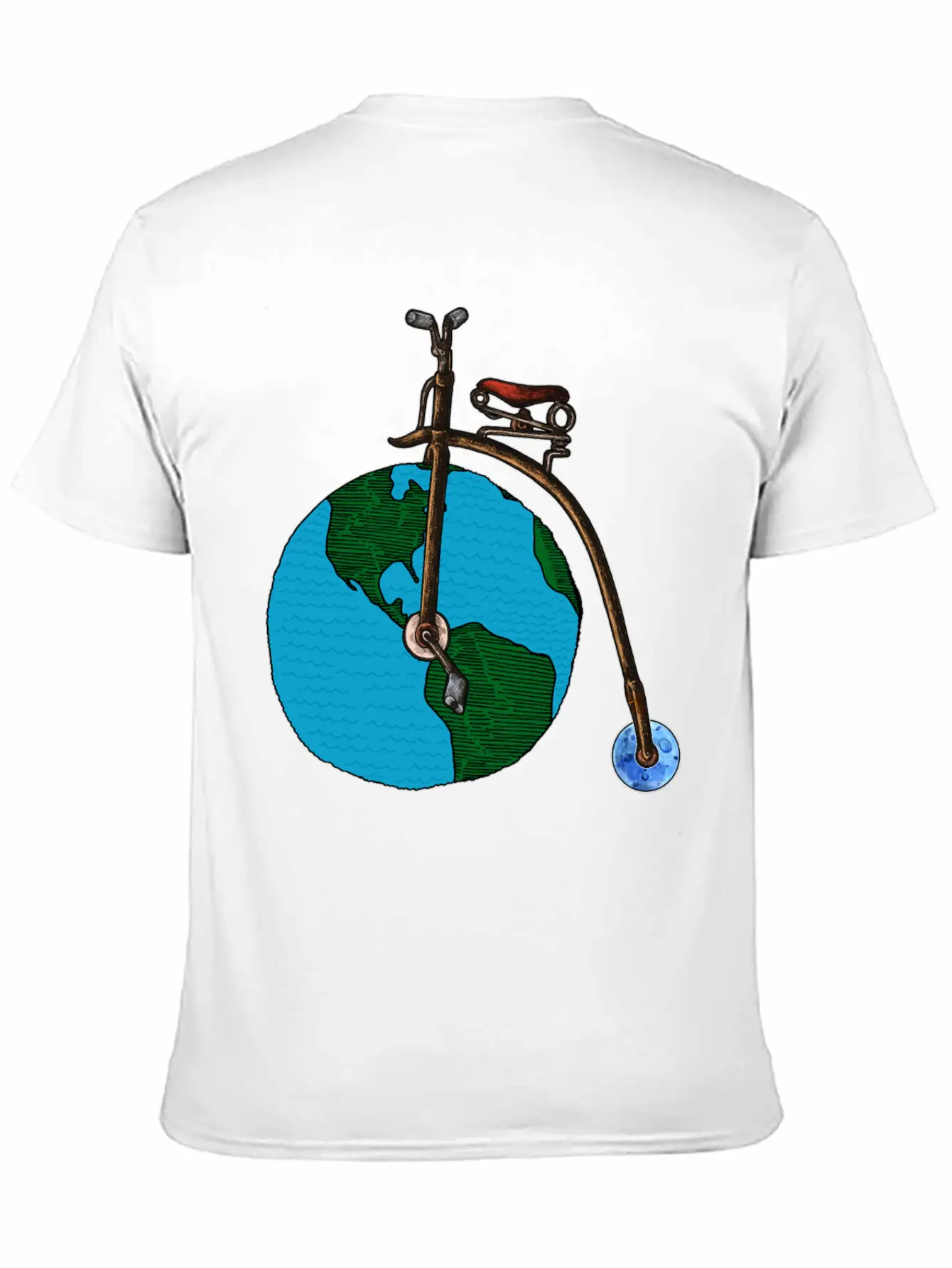 Save The Planet Earth Penny Farthing Bicycle Art Lightweight Cotton T-Shirt – Daily Comfort Graphic Shirt