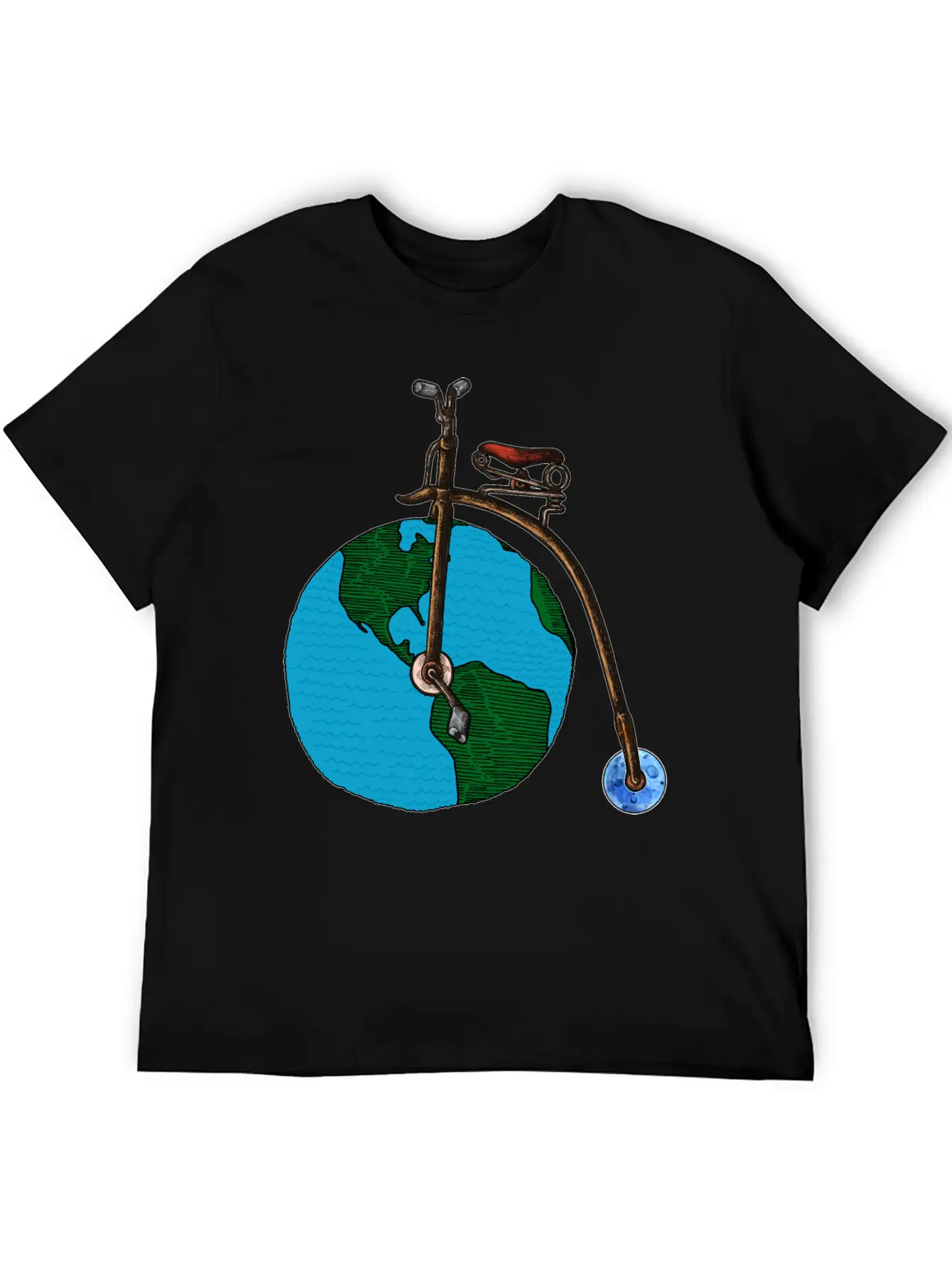 Save The Planet Earth Penny Farthing Bicycle Art Lightweight Cotton T-Shirt – Daily Comfort Graphic Shirt