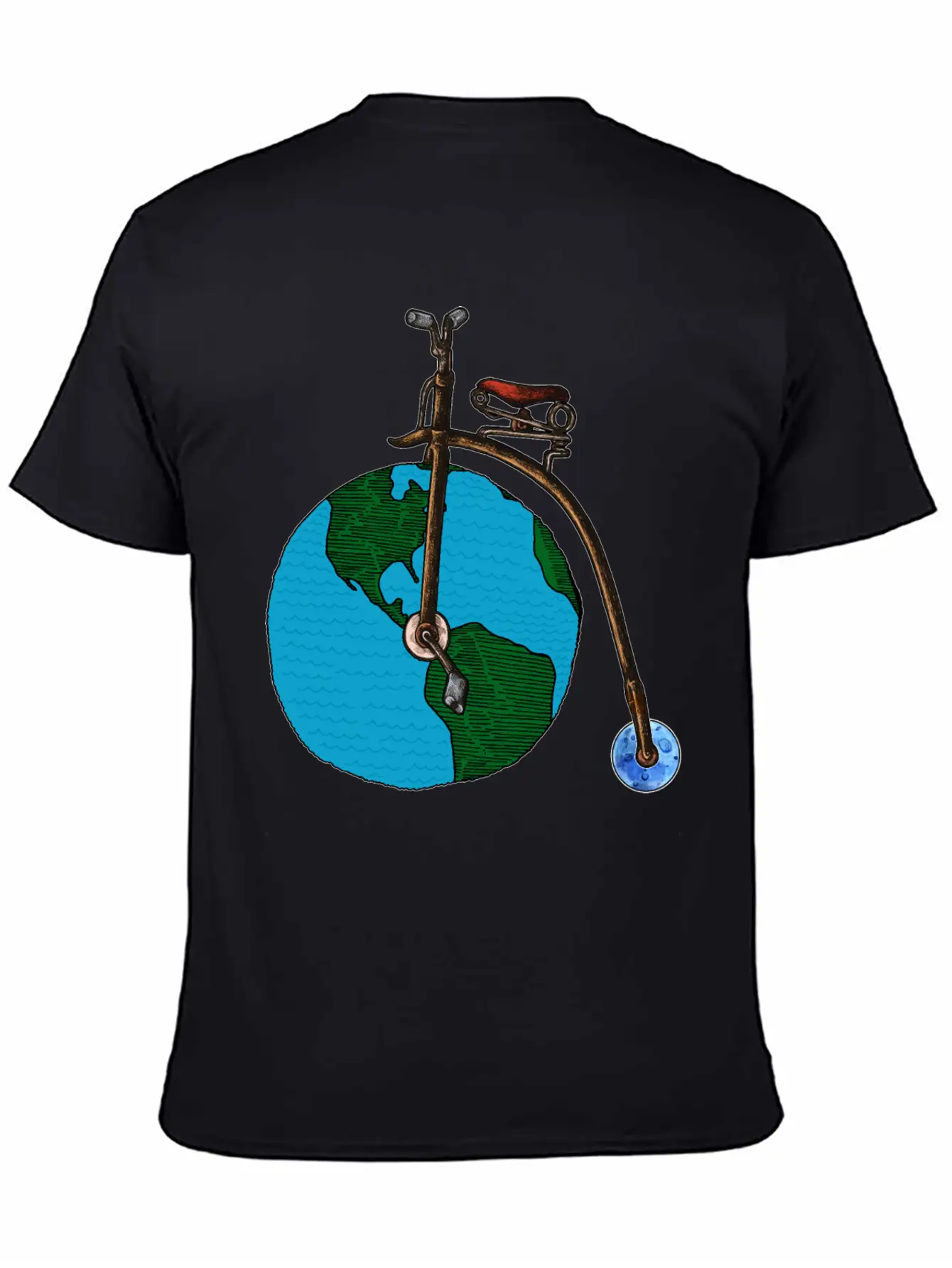 Save The Planet Earth Penny Farthing Bicycle Art Lightweight Cotton T-Shirt – Daily Comfort Graphic Shirt