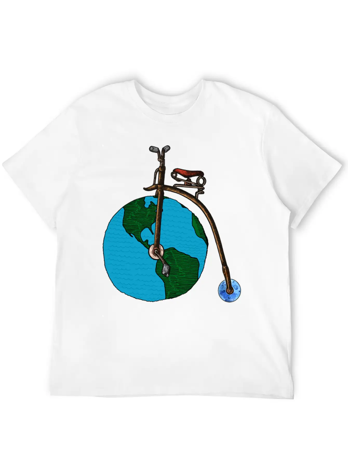 Save The Planet Earth Penny Farthing Bicycle Art Lightweight Cotton T-Shirt – Daily Comfort Graphic Shirt