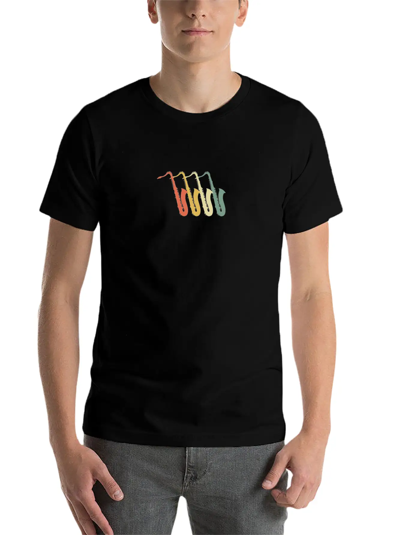 Saxophone 70s Style Lightweight Cotton T-Shirt – Daily Comfort Graphic Shirt