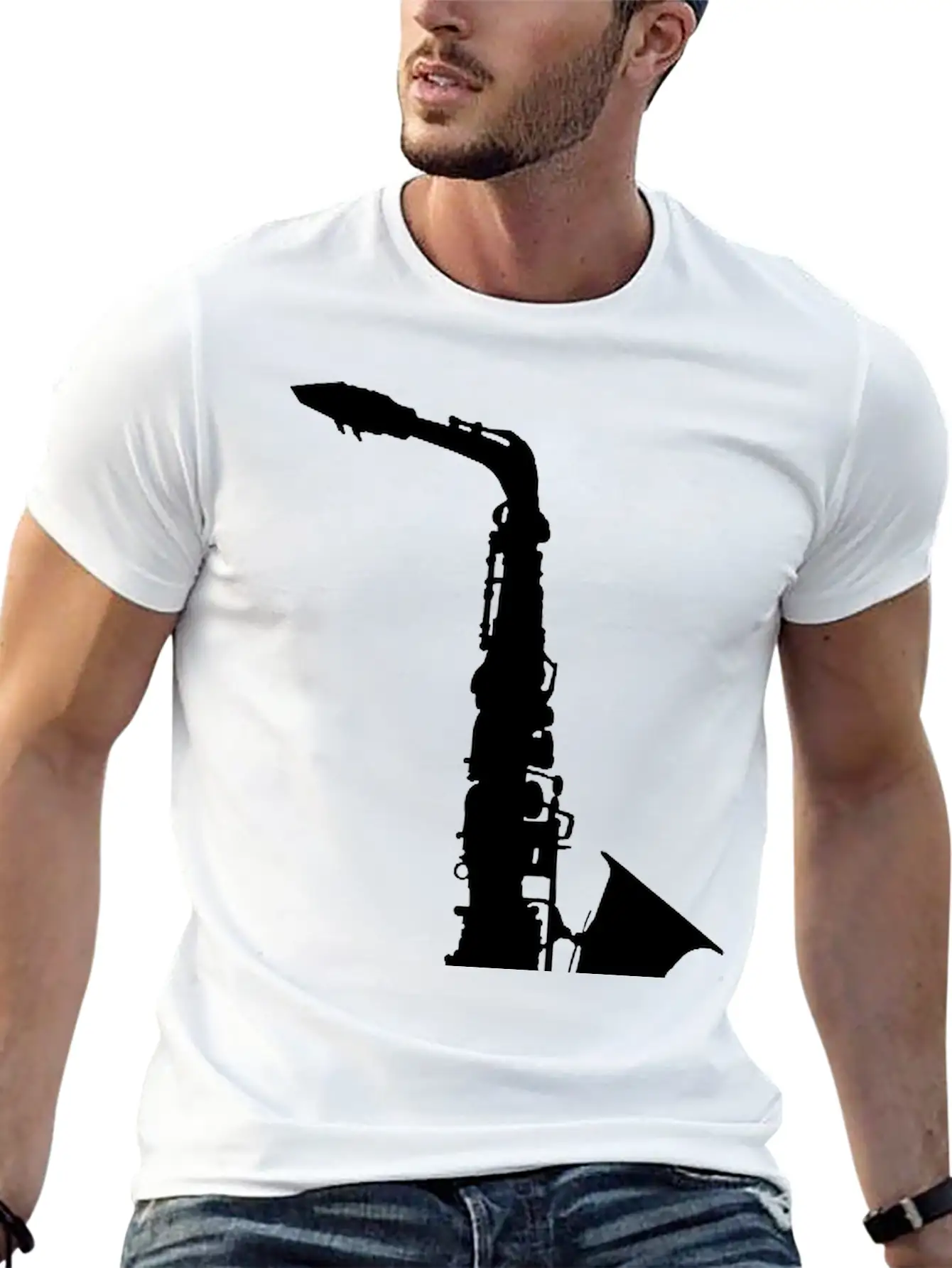 Saxophone Comfortable Minimalist Graphic Tee – Summer Style Essential
