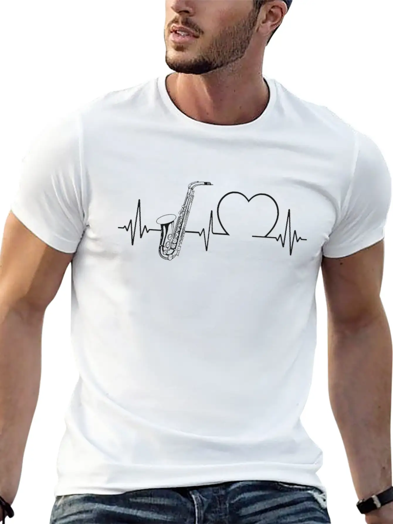Saxophone Heartbeat Unisex Casual T-Shirt – Clean Design For Daily Comfort