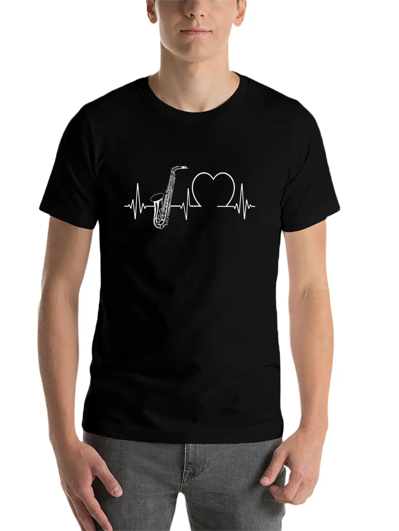 Saxophone Heartbeat Unisex Casual T-Shirt – Clean Design For Daily Comfort