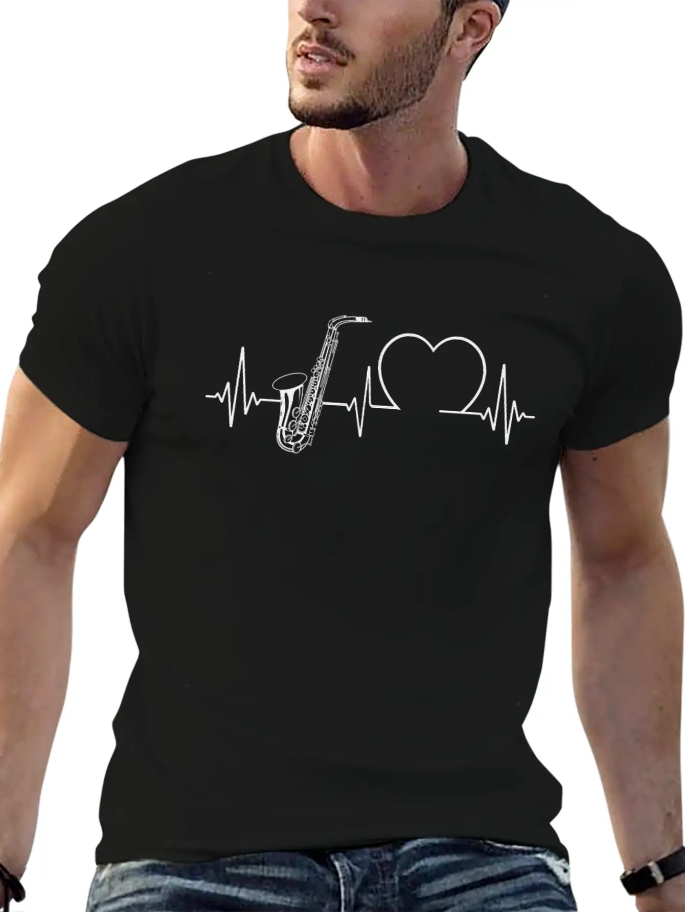 Saxophone Heartbeat Unisex Casual T-Shirt – Clean Design For Daily Comfort
