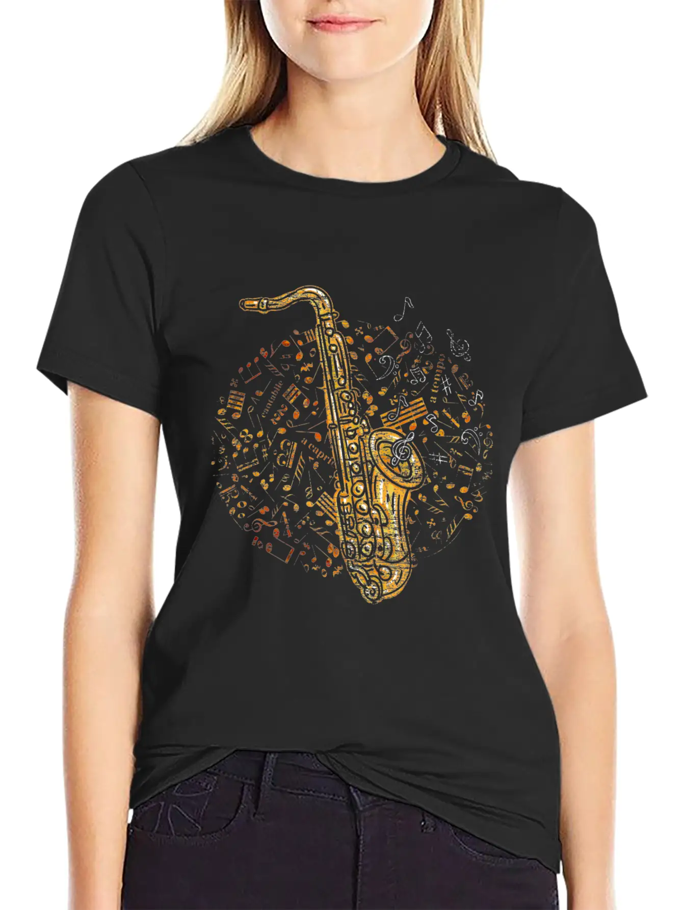 Saxophone Music Notes Melody Soft Cotton Short Sleeve Tee – Unisex Wardrobe Staple