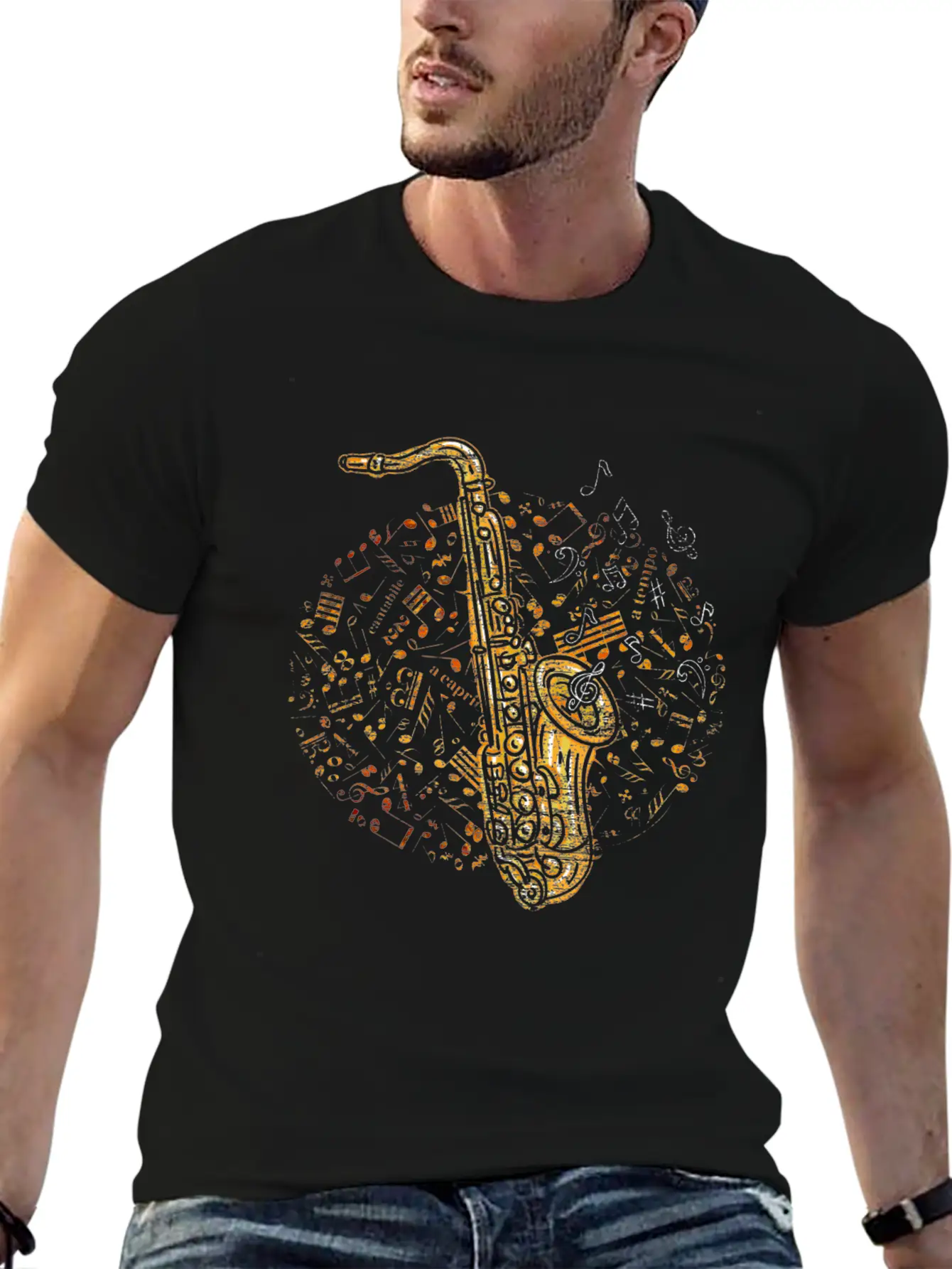 Saxophone Music Notes Melody Soft Cotton Short Sleeve Tee – Unisex Wardrobe Staple