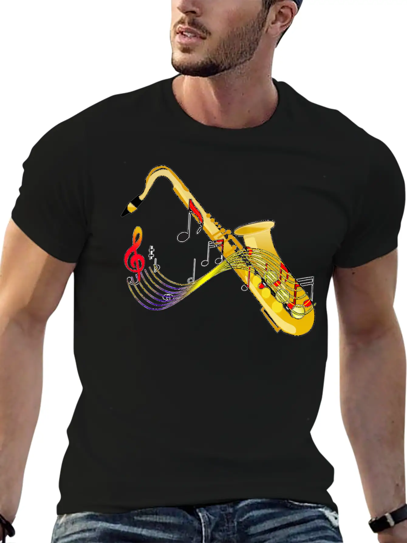 Saxophone Sax Jazz Music T Shirt Unisex Casual T-Shirt – Clean Design For Daily Comfort