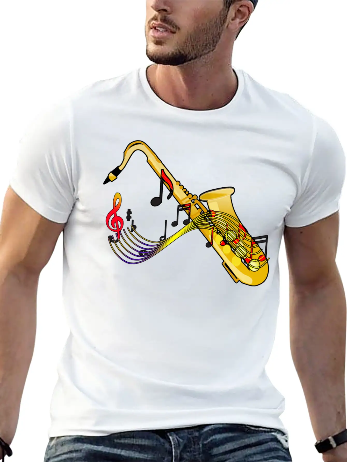Saxophone Sax Jazz Music T Shirt Unisex Casual T-Shirt – Clean Design For Daily Comfort