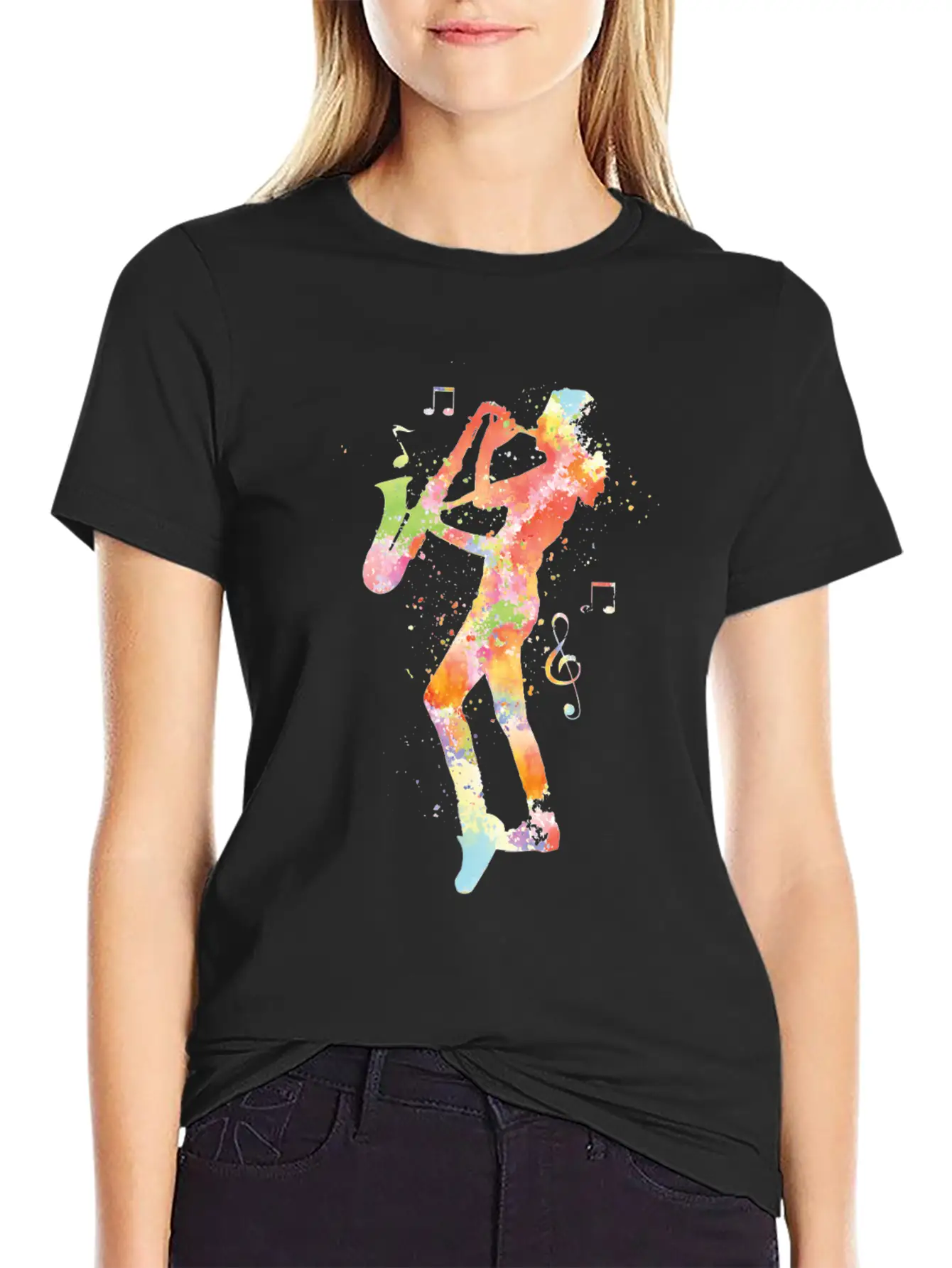 Saxophone Watercolor Unisex Casual T-Shirt – Clean Design For Daily Comfort