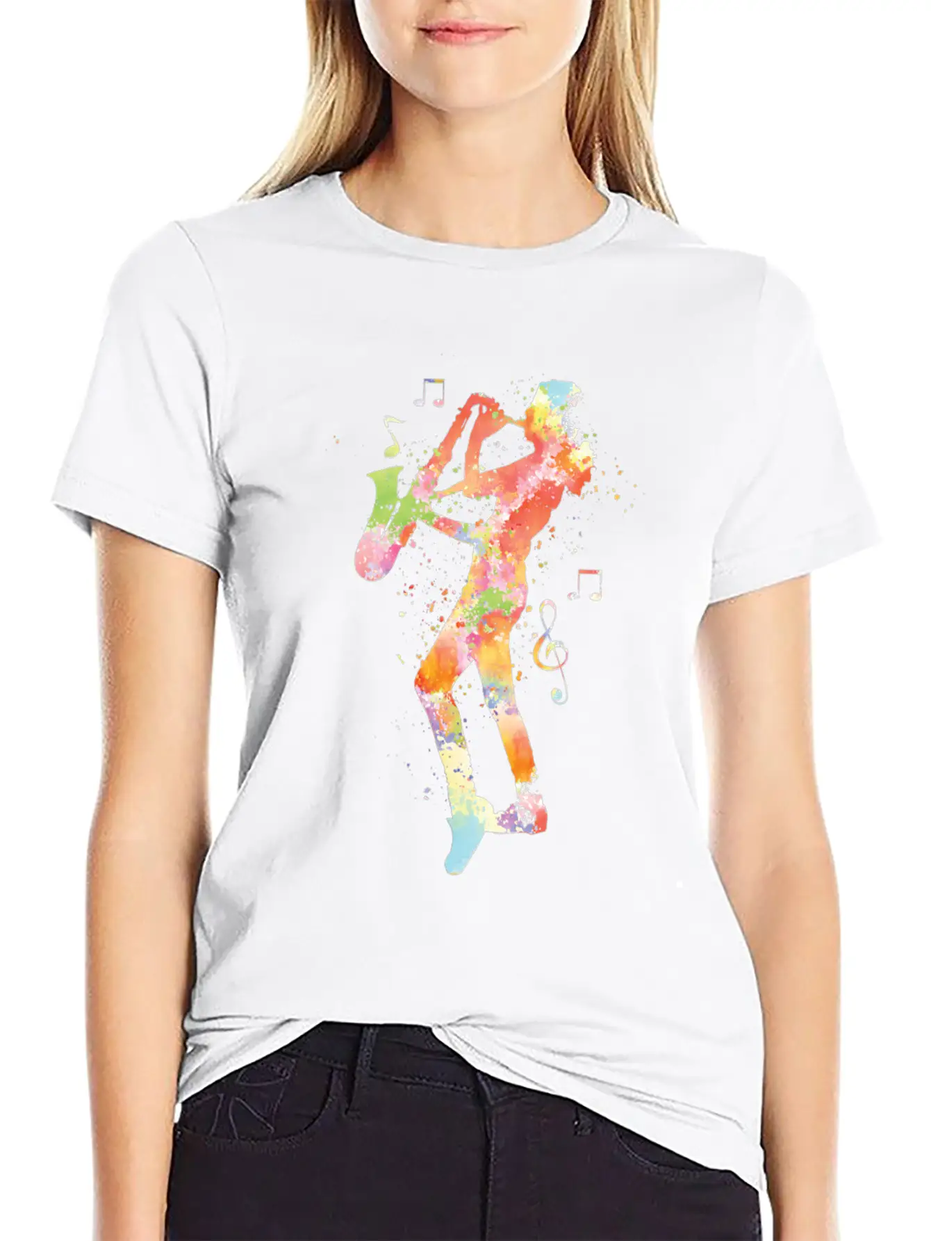 Saxophone Watercolor Unisex Casual T-Shirt – Clean Design For Daily Comfort