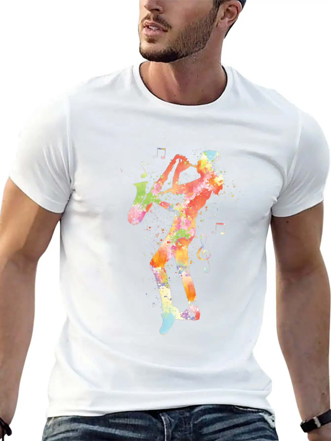 Saxophone Watercolor Unisex Casual T-Shirt – Clean Design For Daily Comfort