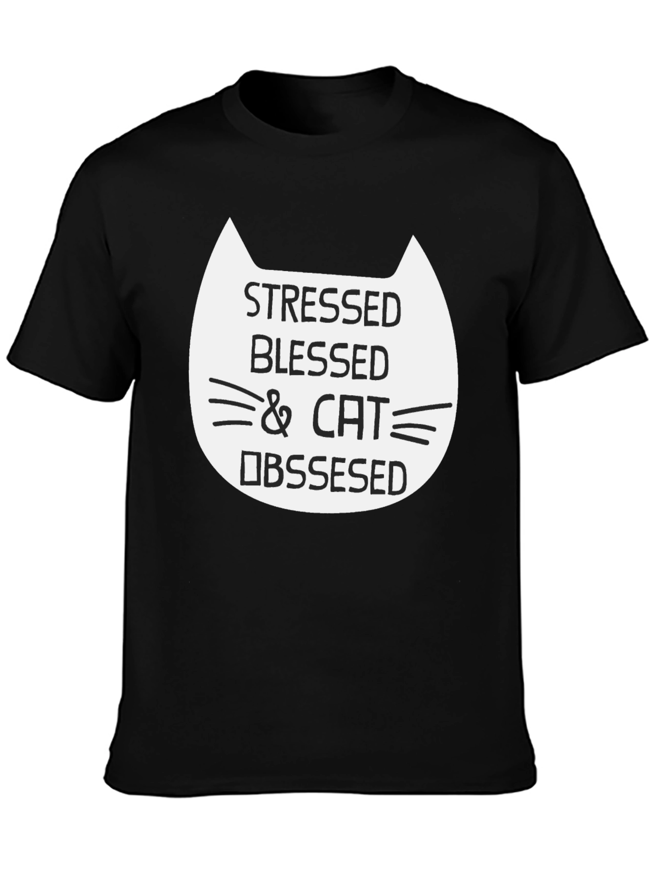Stressed Blessed & Cat Obsessed Graphic Tee