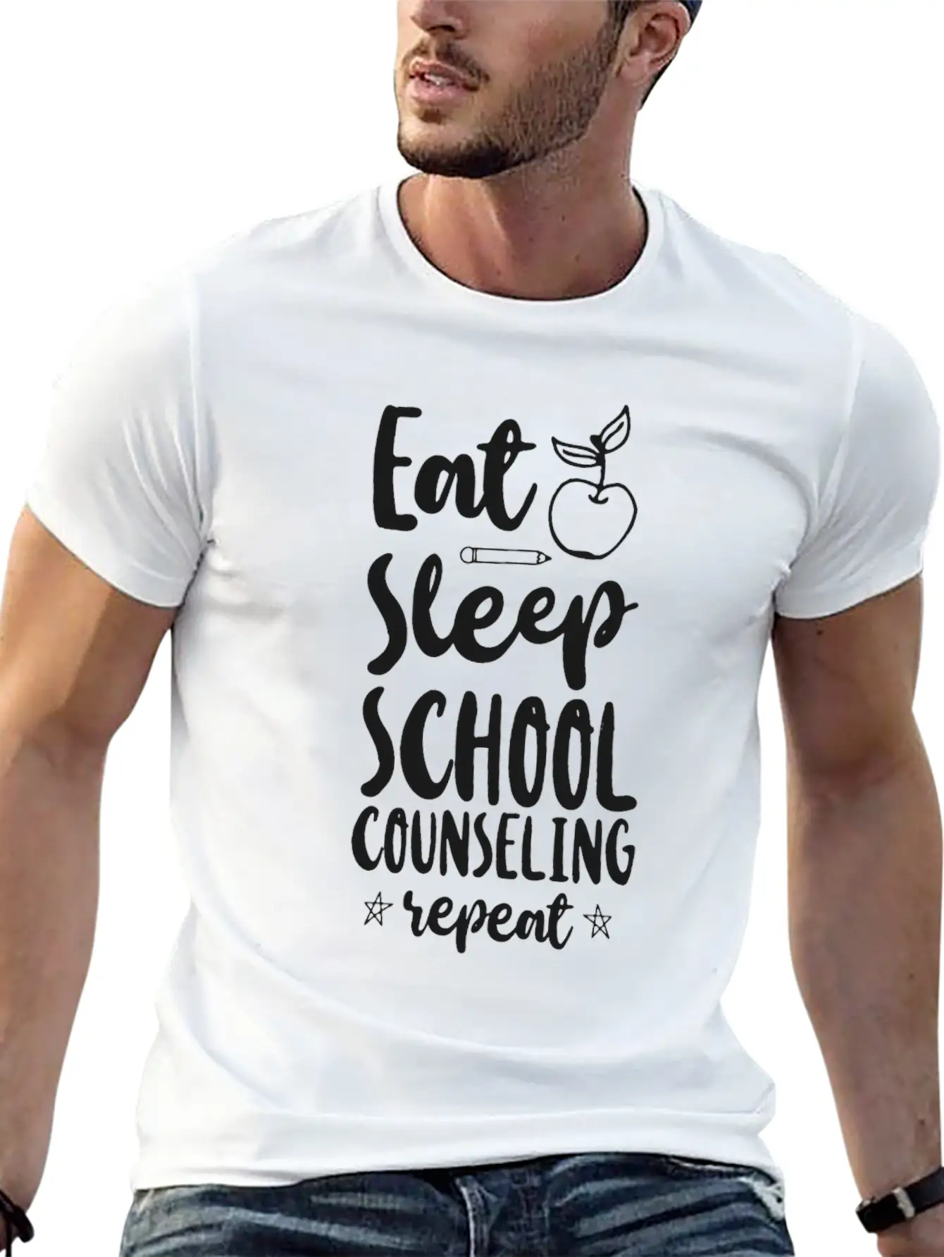 School Counselor Eat Sleep School Unisex Casual T-Shirt – Clean Design For Daily Comfort