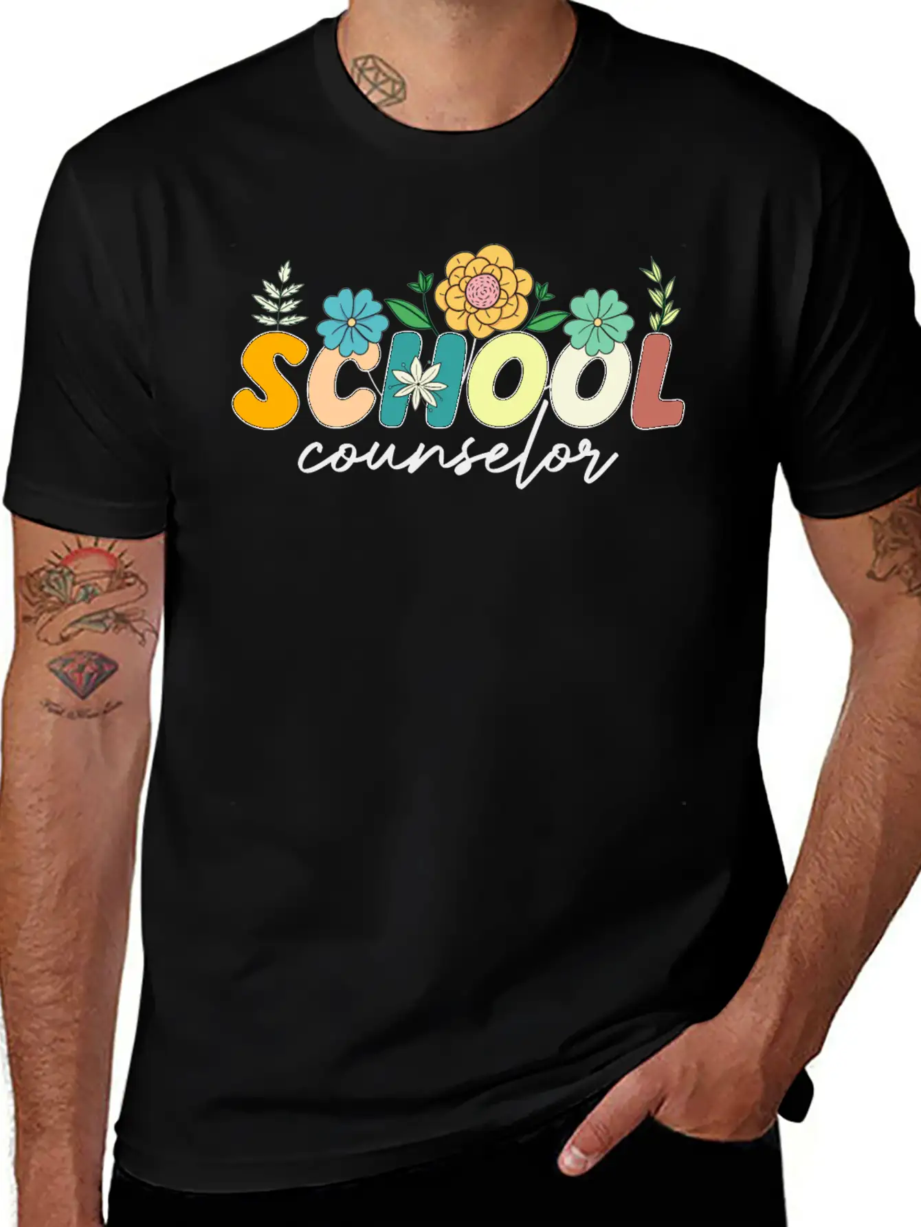 School Counselor Teacher Counseling Wildflower Relaxed Everyday Tee – Lightweight And Durable Cotton