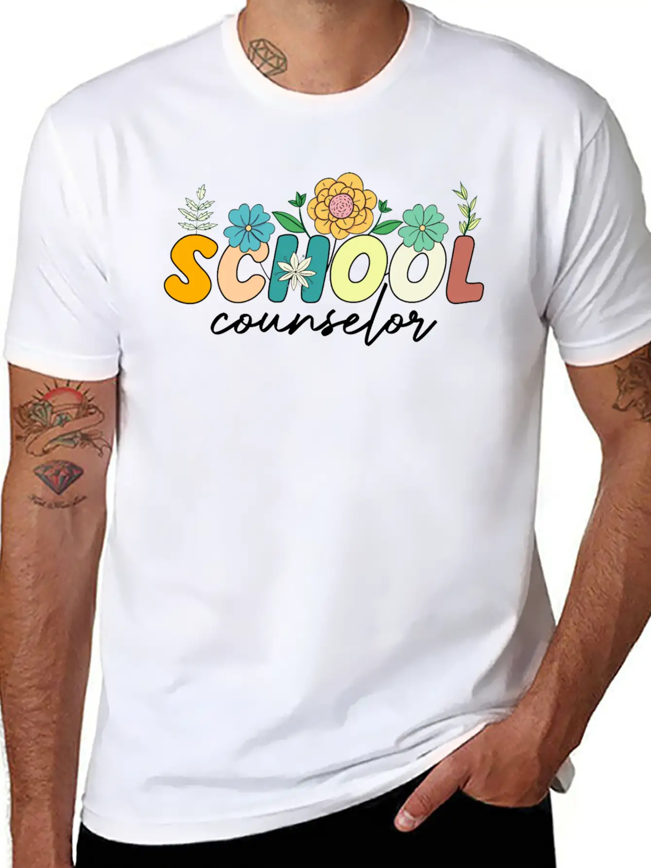 School Counselor Teacher Counseling Wildflower Relaxed Everyday Tee – Lightweight And Durable Cotton