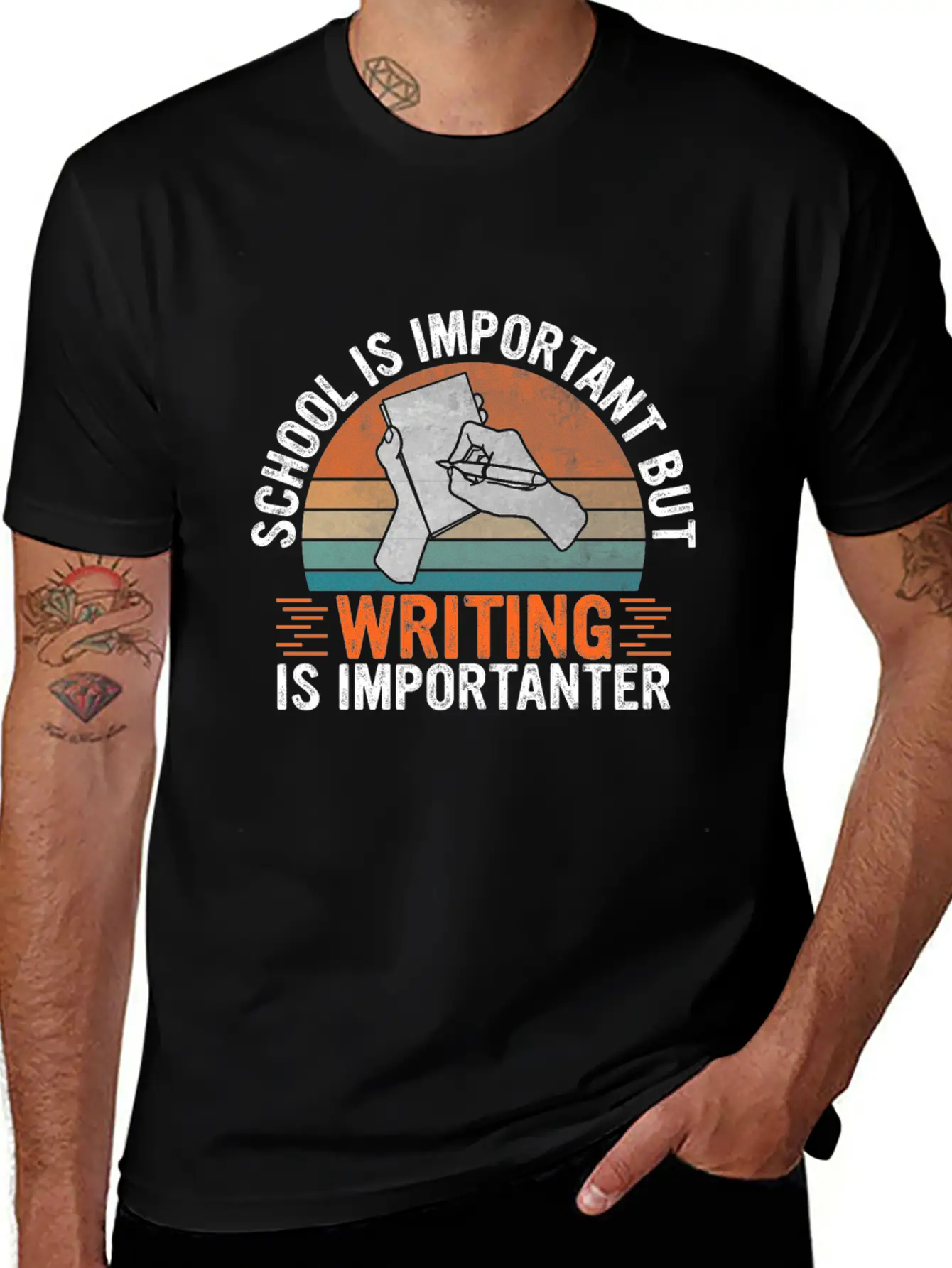 School Is Important But Writing Is Importanter - Essential Cotton Tee For Daily Outfits – Unisex Style