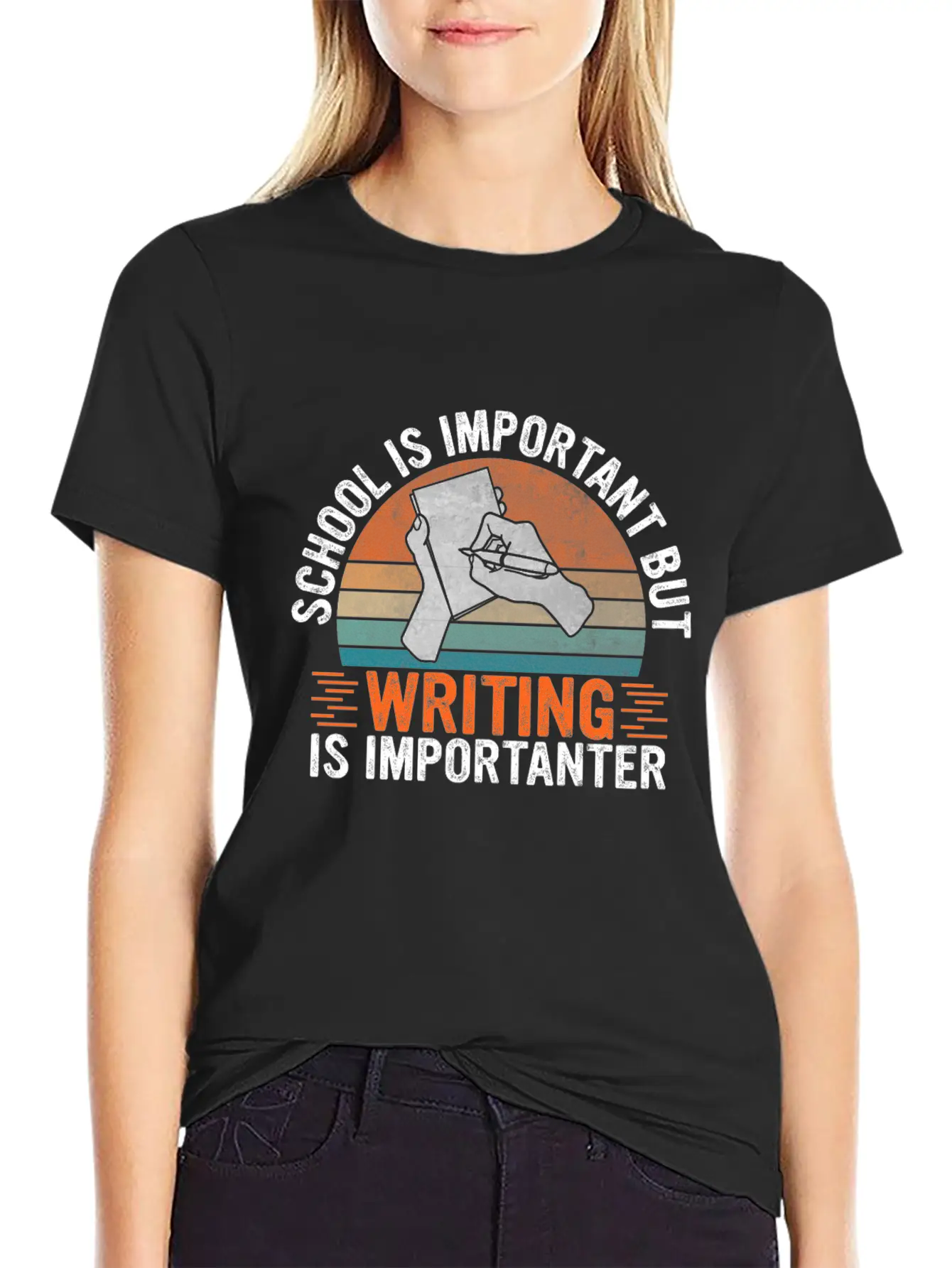 School Is Important But Writing Is Importanter - Essential Cotton Tee For Daily Outfits – Unisex Style