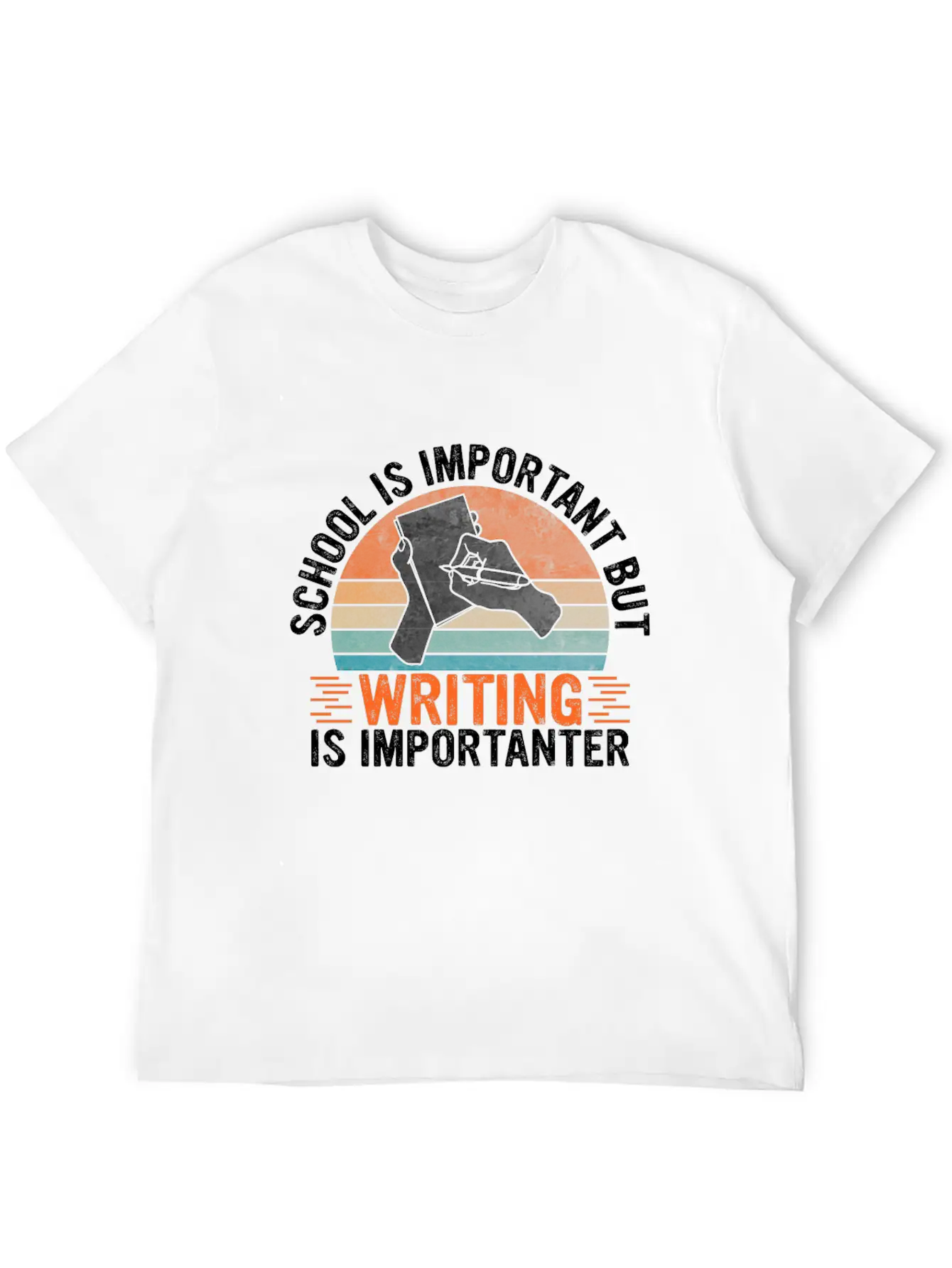 School Is Important But Writing Is Importanter - Essential Cotton Tee For Daily Outfits – Unisex Style