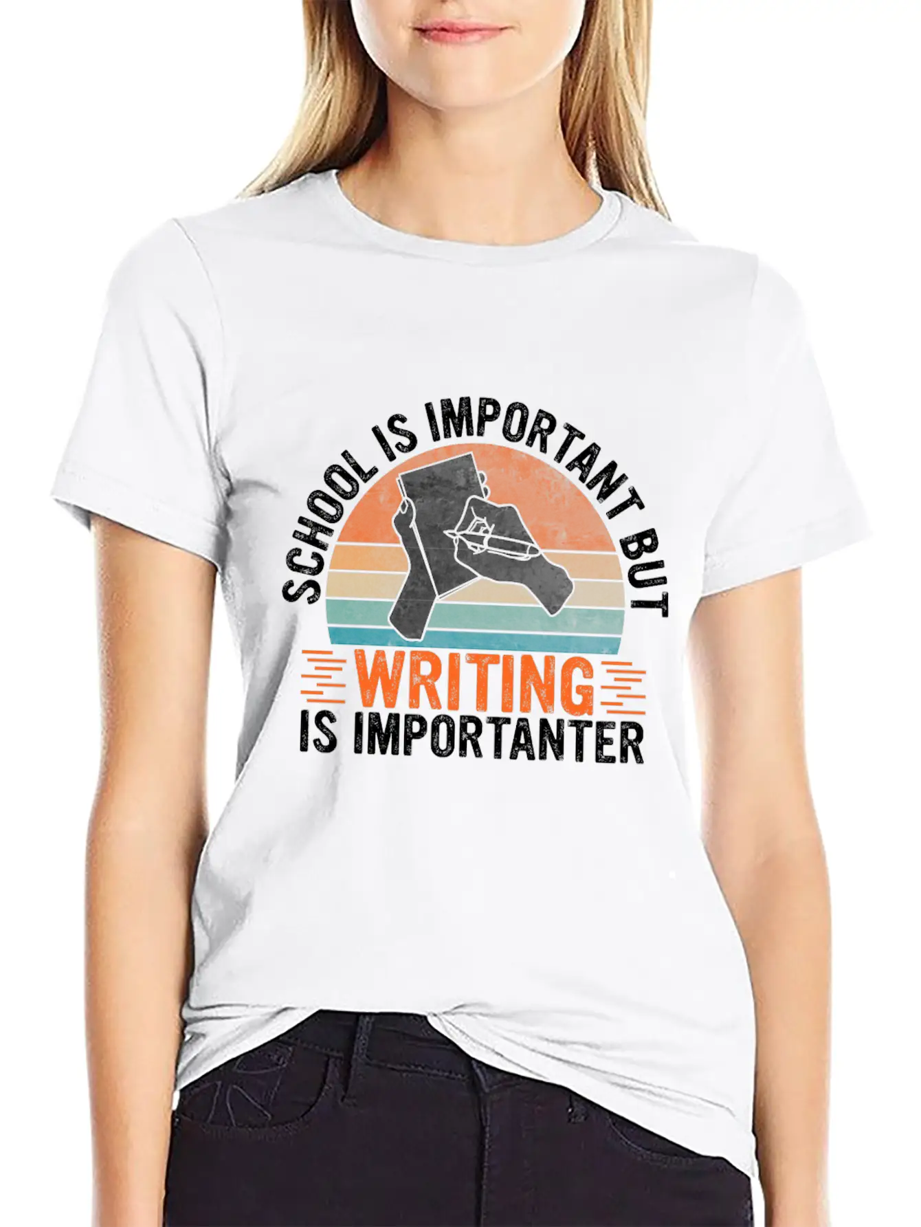 School Is Important But Writing Is Importanter - Essential Cotton Tee For Daily Outfits – Unisex Style