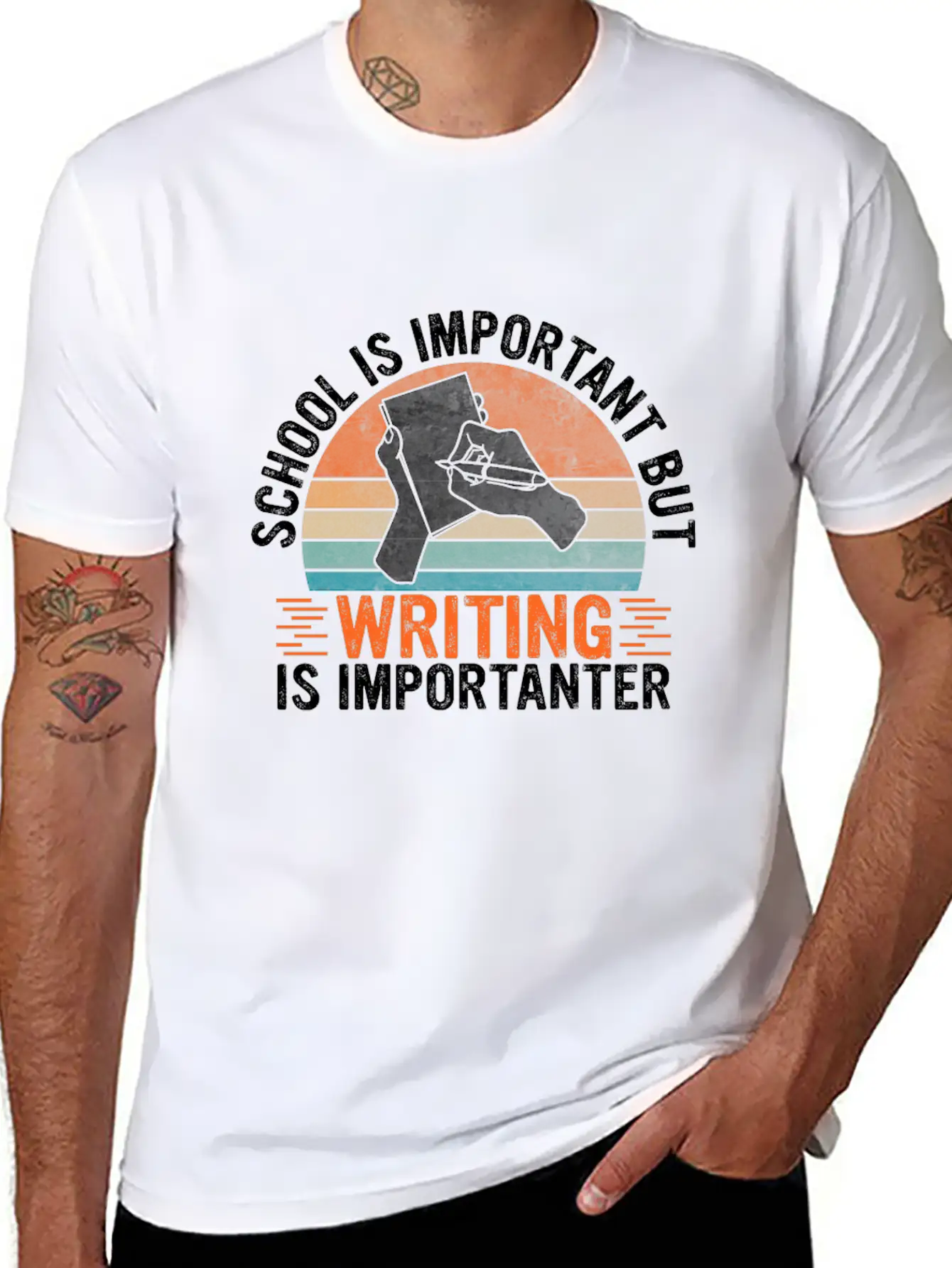 School Is Important But Writing Is Importanter - Essential Cotton Tee For Daily Outfits – Unisex Style