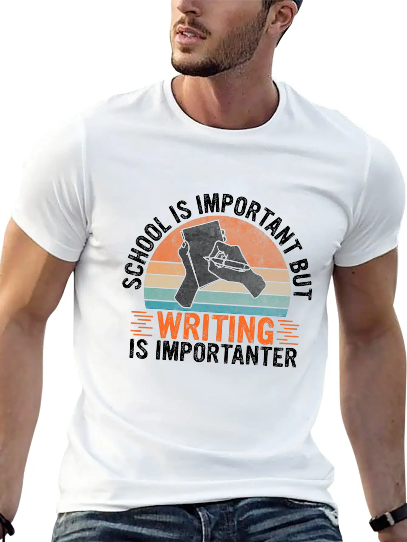School Is Important But Writing Is Importanter - Essential Cotton Tee For Daily Outfits – Unisex Style