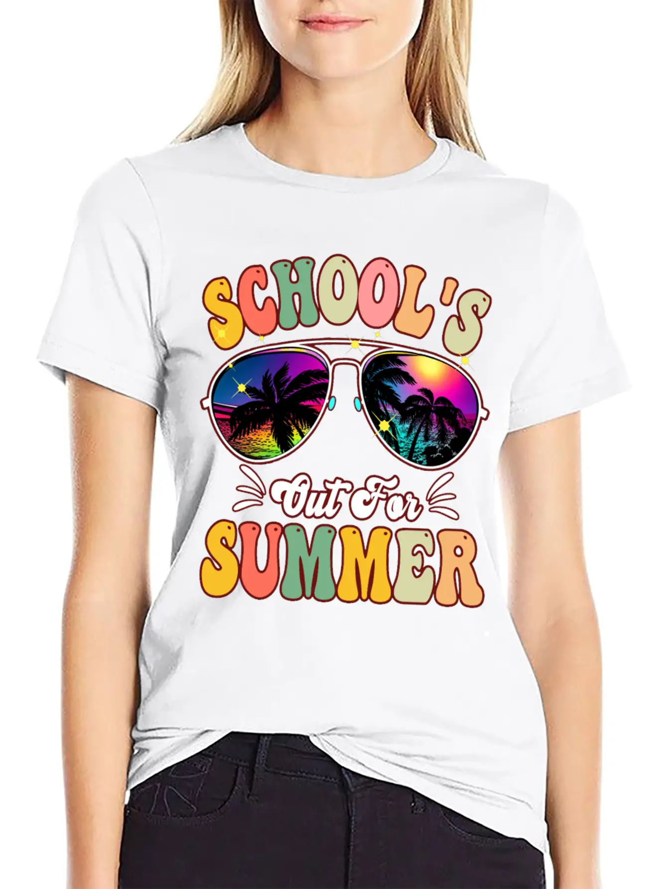 School's Out For Summer Tie Dye Sunglasses Teacher Essential Cotton Tee For Daily Outfits – Unisex Style