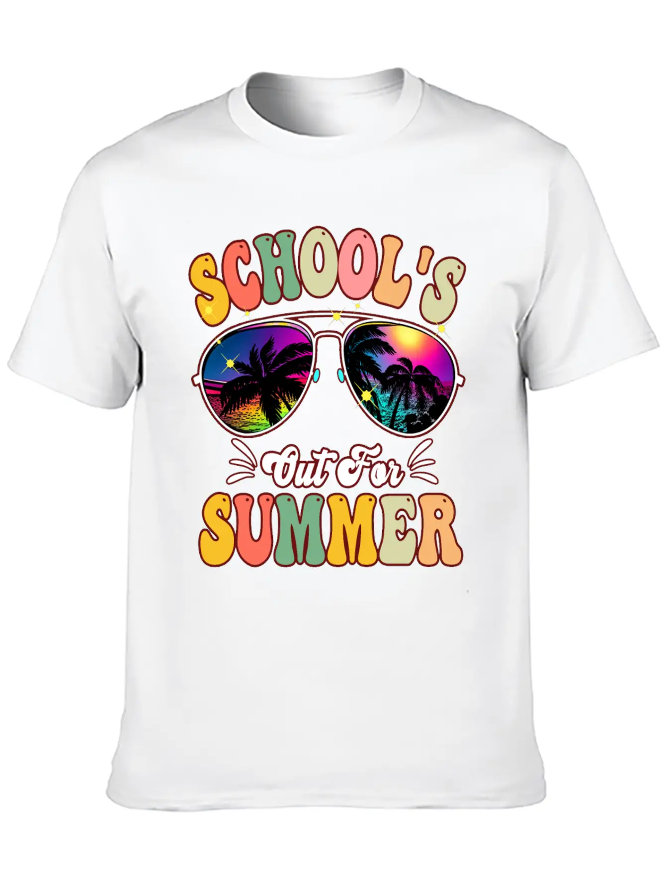 School's Out For Summer Tie Dye Sunglasses Teacher Essential Cotton Tee For Daily Outfits – Unisex Style