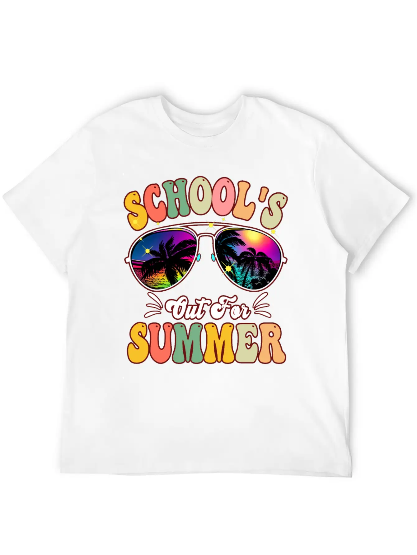 School's Out For Summer Tie Dye Sunglasses Teacher Essential Cotton Tee For Daily Outfits – Unisex Style