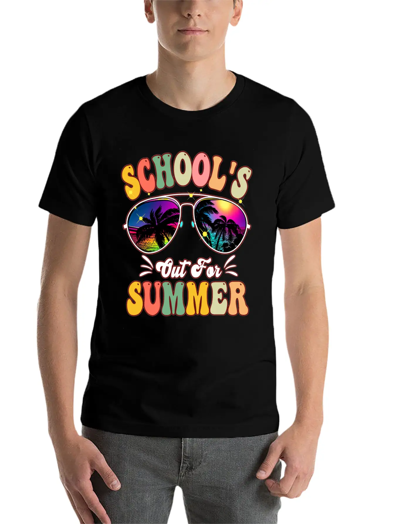 School's Out For Summer Tie Dye Sunglasses Teacher Essential Cotton Tee For Daily Outfits – Unisex Style