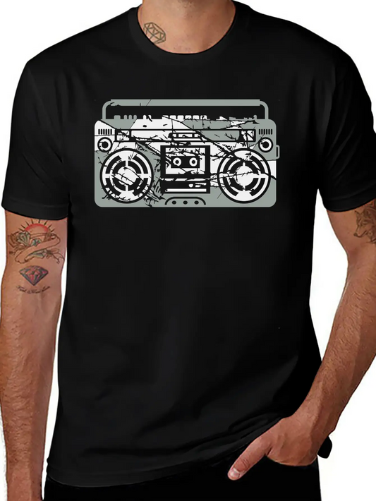 Scratch Ghettoblaster Cracks Music Player Retro Pa Soft Cotton Short Sleeve Tee – Unisex Wardrobe Staple