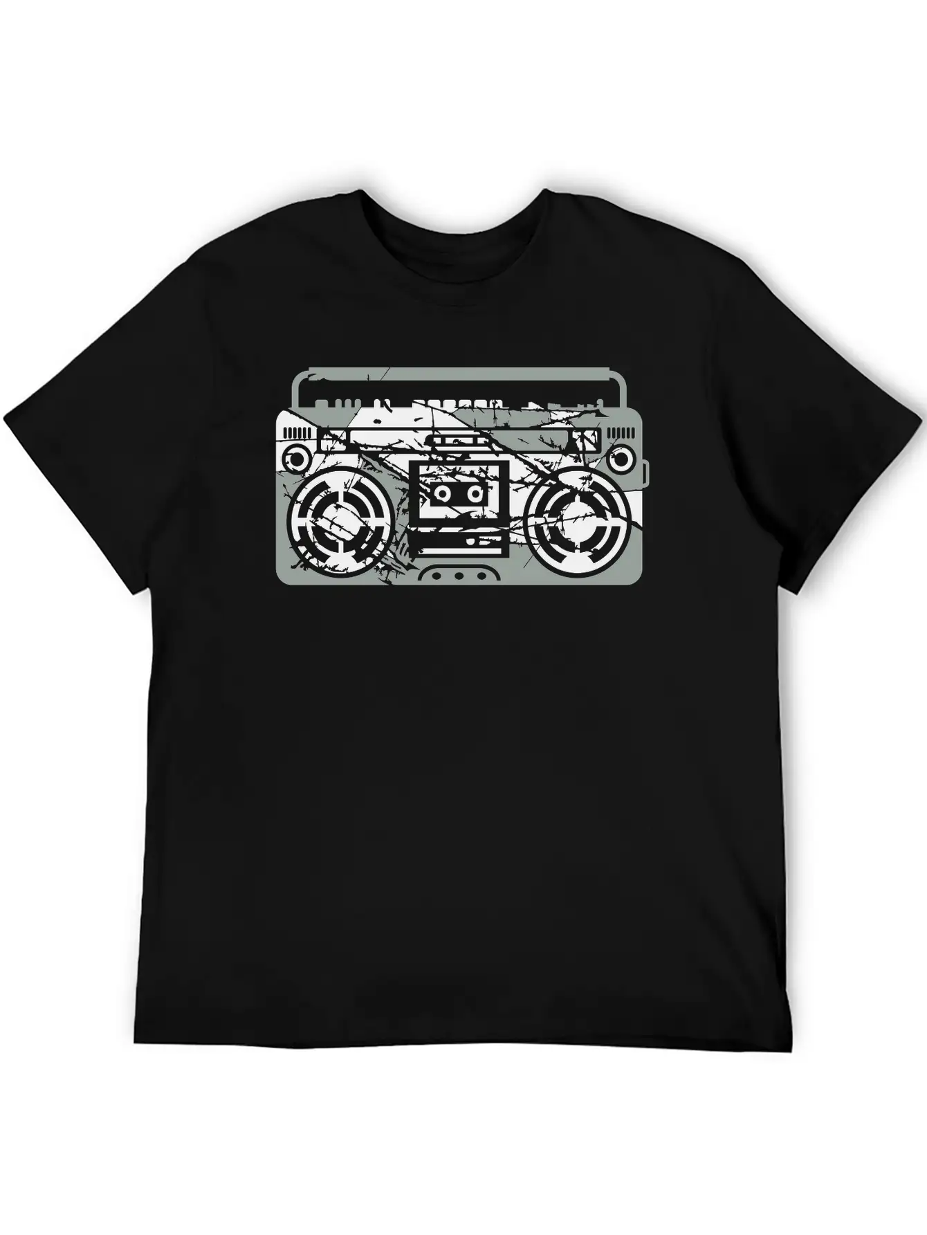 Scratch Ghettoblaster Cracks Music Player Retro Pa Soft Cotton Short Sleeve Tee – Unisex Wardrobe Staple