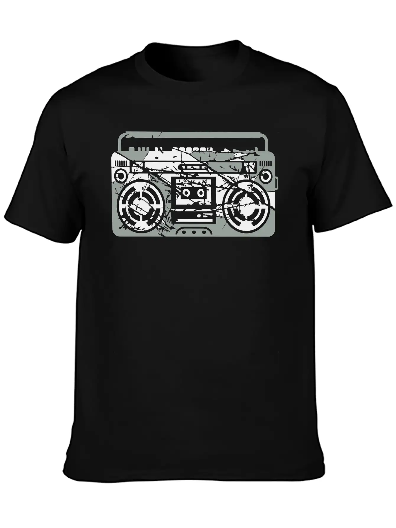 Scratch Ghettoblaster Cracks Music Player Retro Pa Soft Cotton Short Sleeve Tee – Unisex Wardrobe Staple