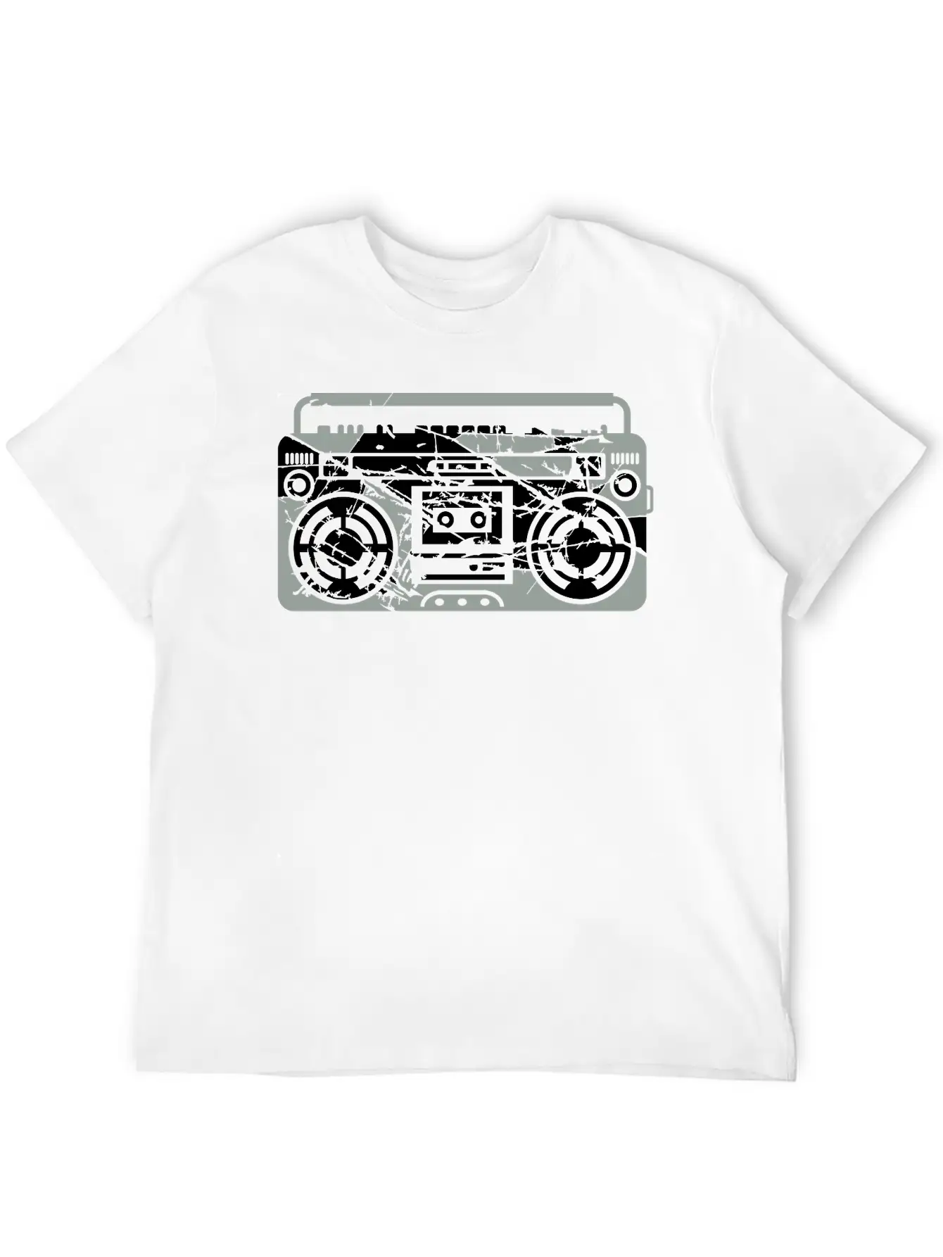 Scratch Ghettoblaster Cracks Music Player Retro Pa Soft Cotton Short Sleeve Tee – Unisex Wardrobe Staple