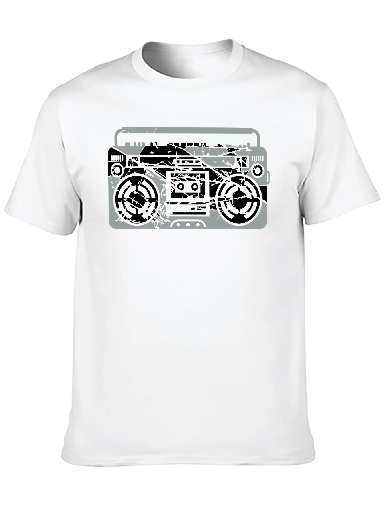 Scratch Ghettoblaster Cracks Music Player Retro Pa Soft Cotton Short Sleeve Tee – Unisex Wardrobe Staple