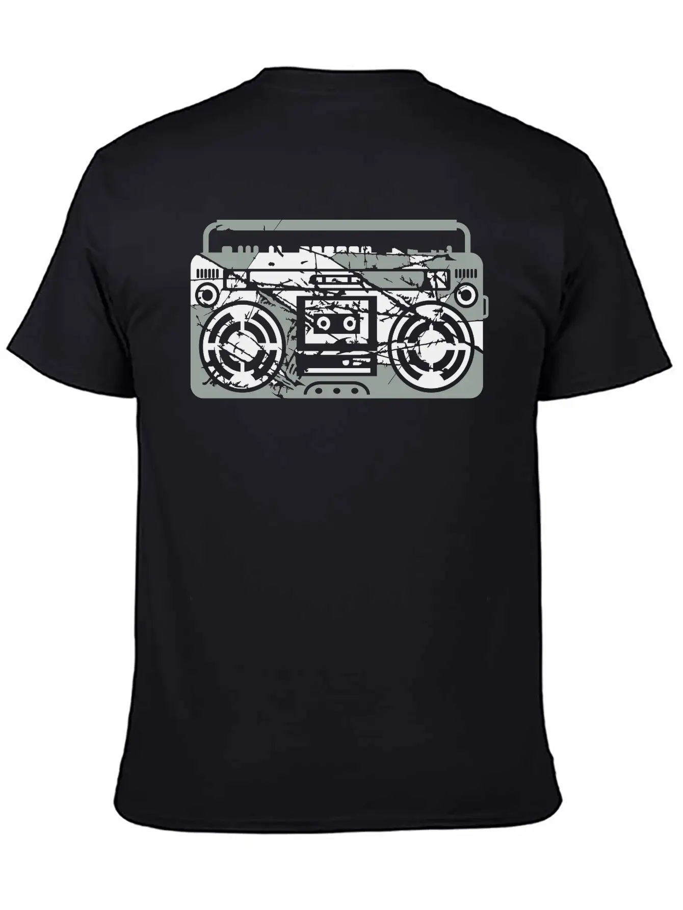 Scratch Ghettoblaster Cracks Music Player Retro Pa Soft Cotton Short Sleeve Tee – Unisex Wardrobe Staple