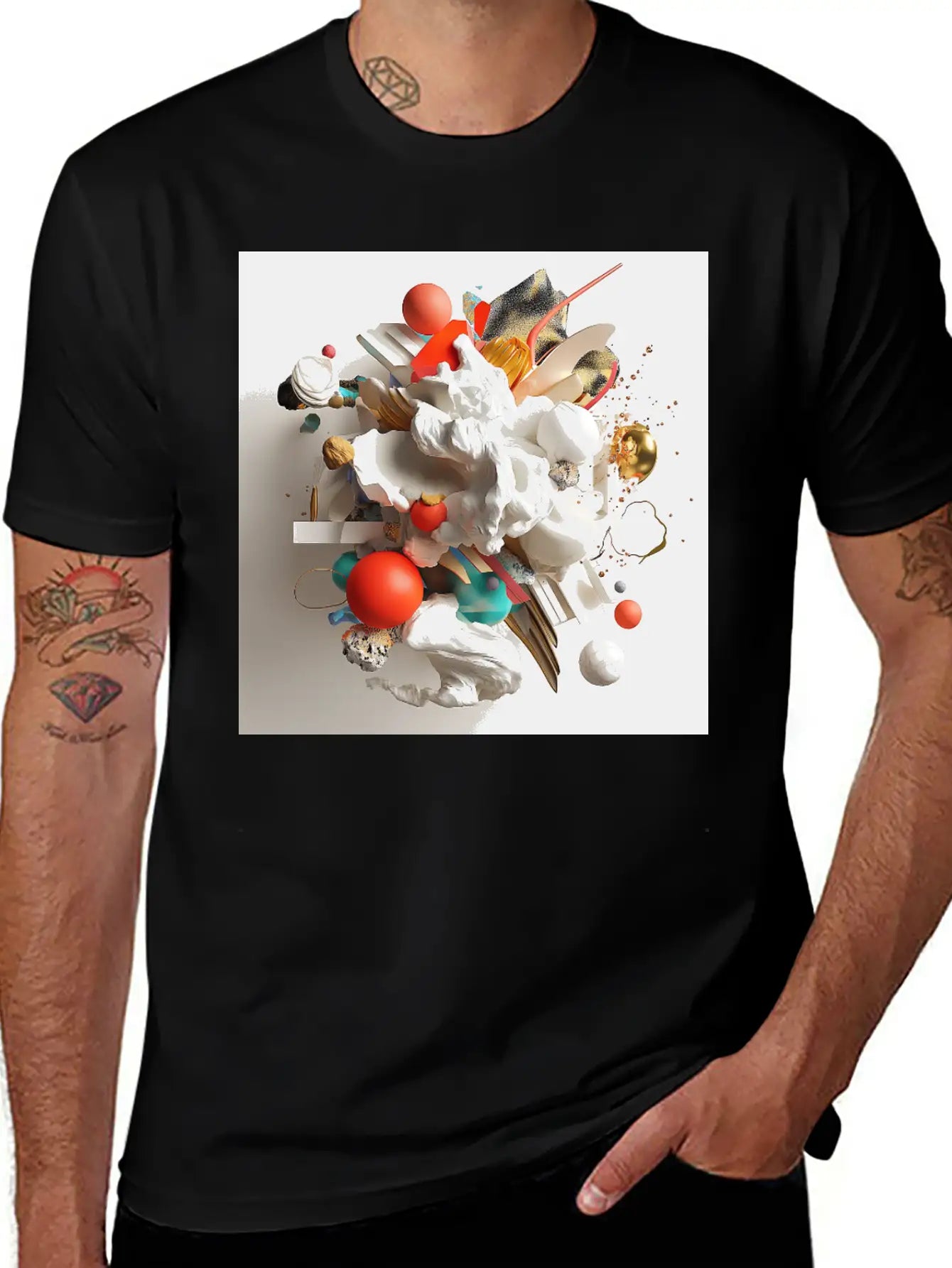 Sculptural Orb Collision Unisex Casual T-Shirt – Clean Design For Daily Comfort