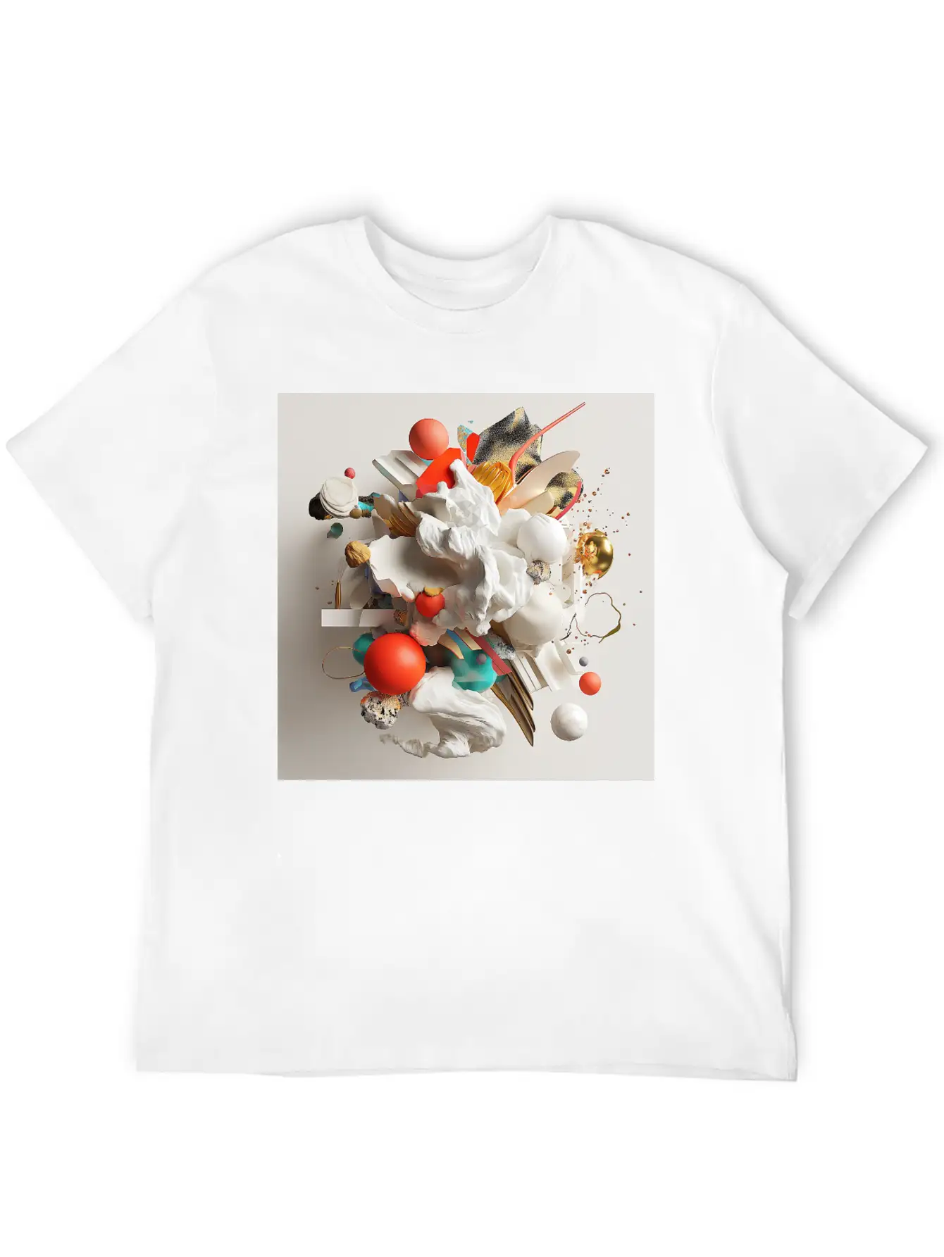 Sculptural Orb Collision Unisex Casual T-Shirt – Clean Design For Daily Comfort