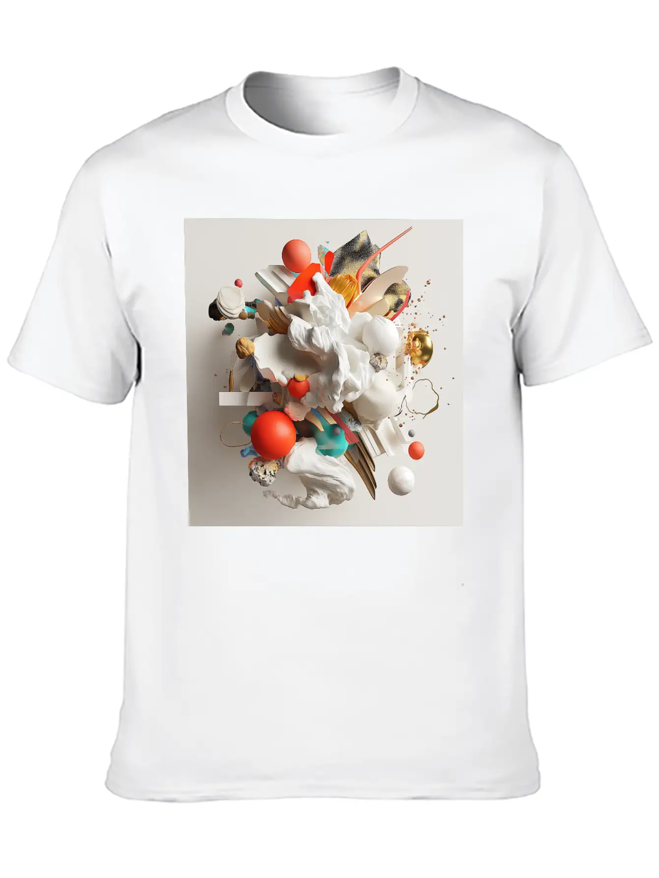 Sculptural Orb Collision Unisex Casual T-Shirt – Clean Design For Daily Comfort