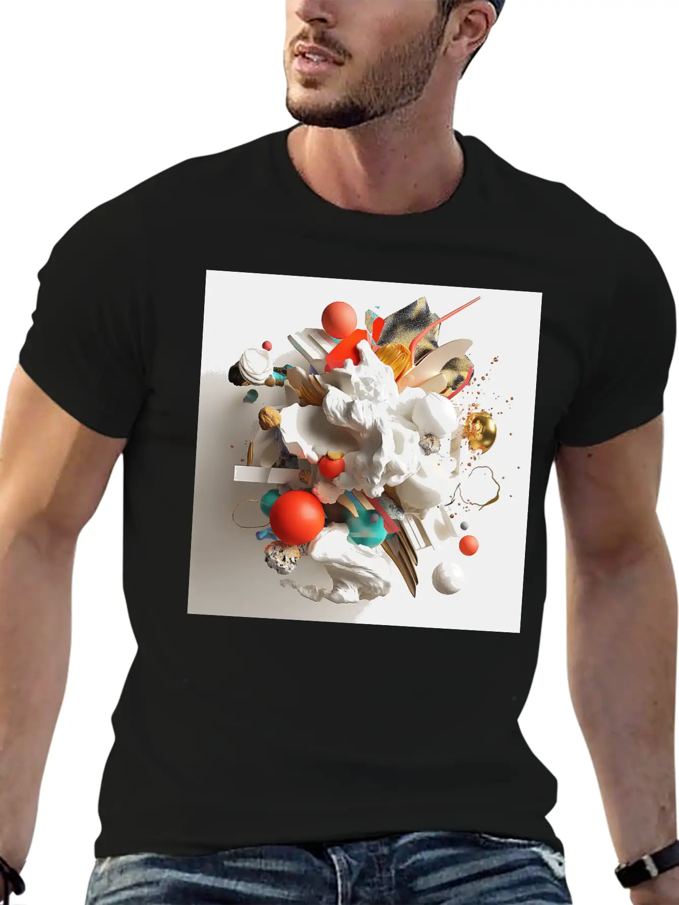 Sculptural Orb Collision Unisex Casual T-Shirt – Clean Design For Daily Comfort