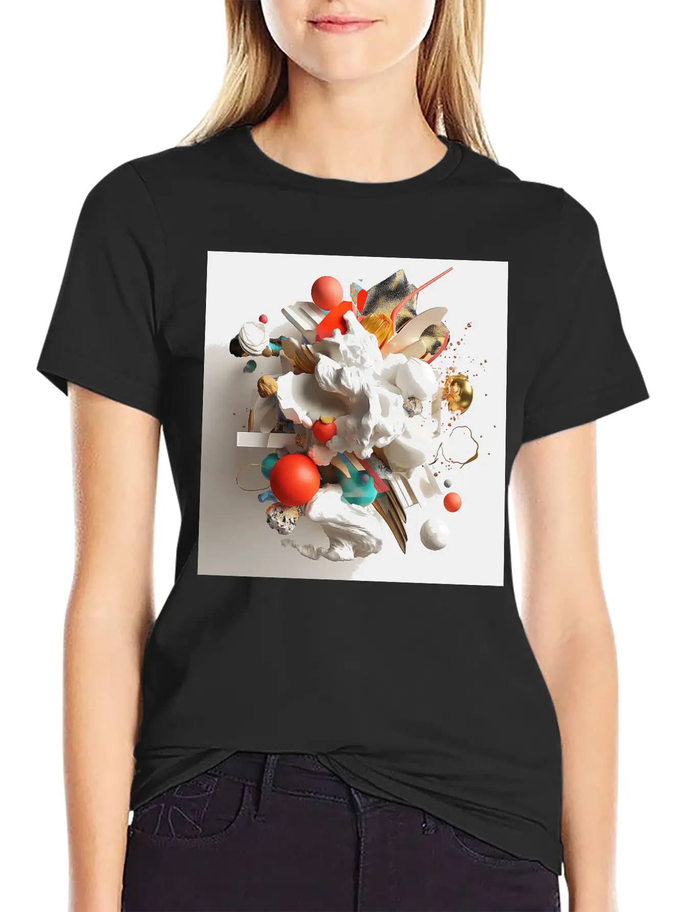 Sculptural Orb Collision Unisex Casual T-Shirt – Clean Design For Daily Comfort