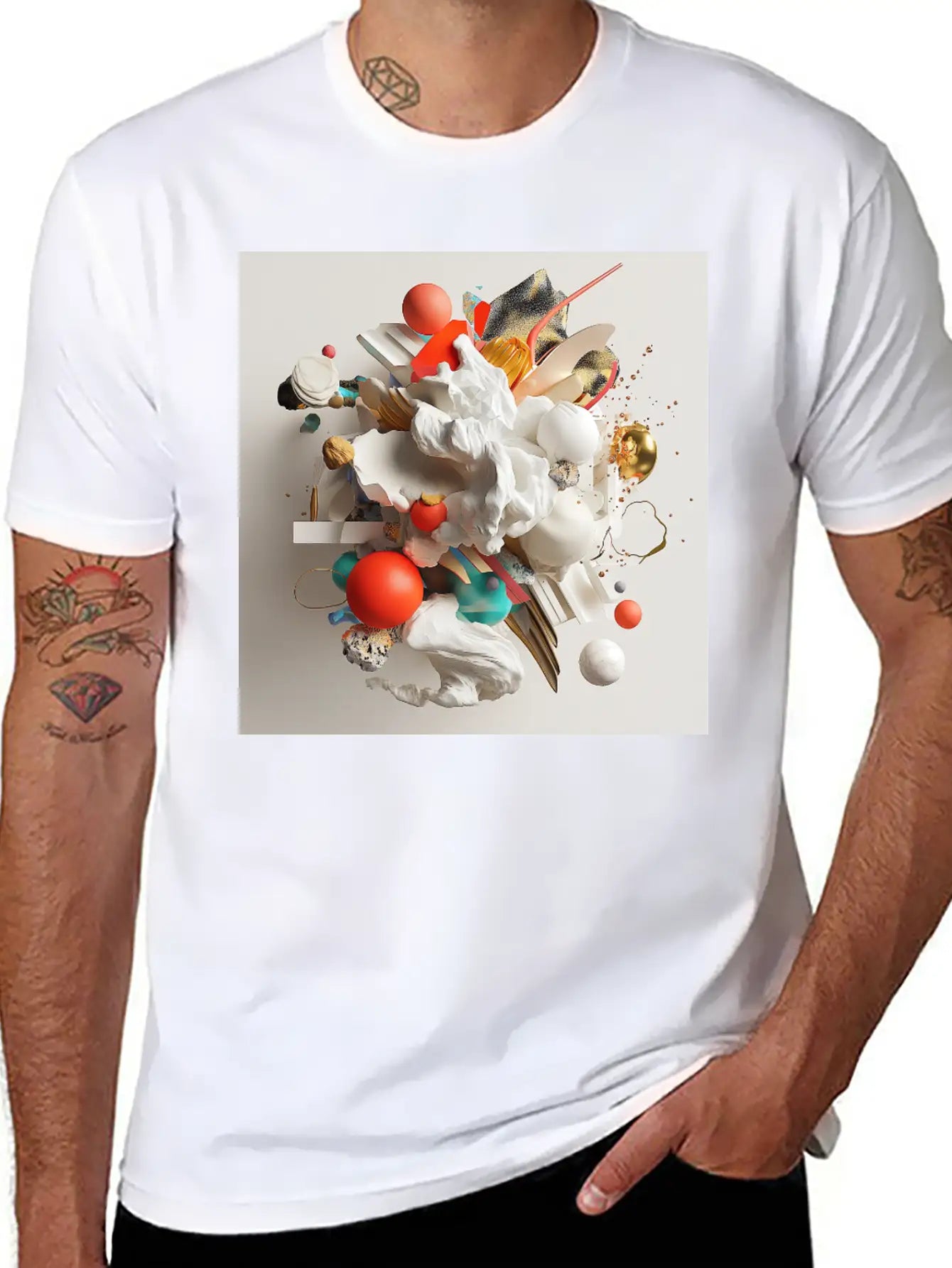 Sculptural Orb Collision Unisex Casual T-Shirt – Clean Design For Daily Comfort