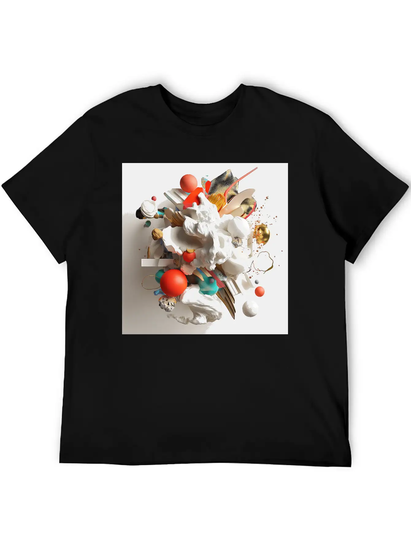Sculptural Orb Collision Unisex Casual T-Shirt – Clean Design For Daily Comfort