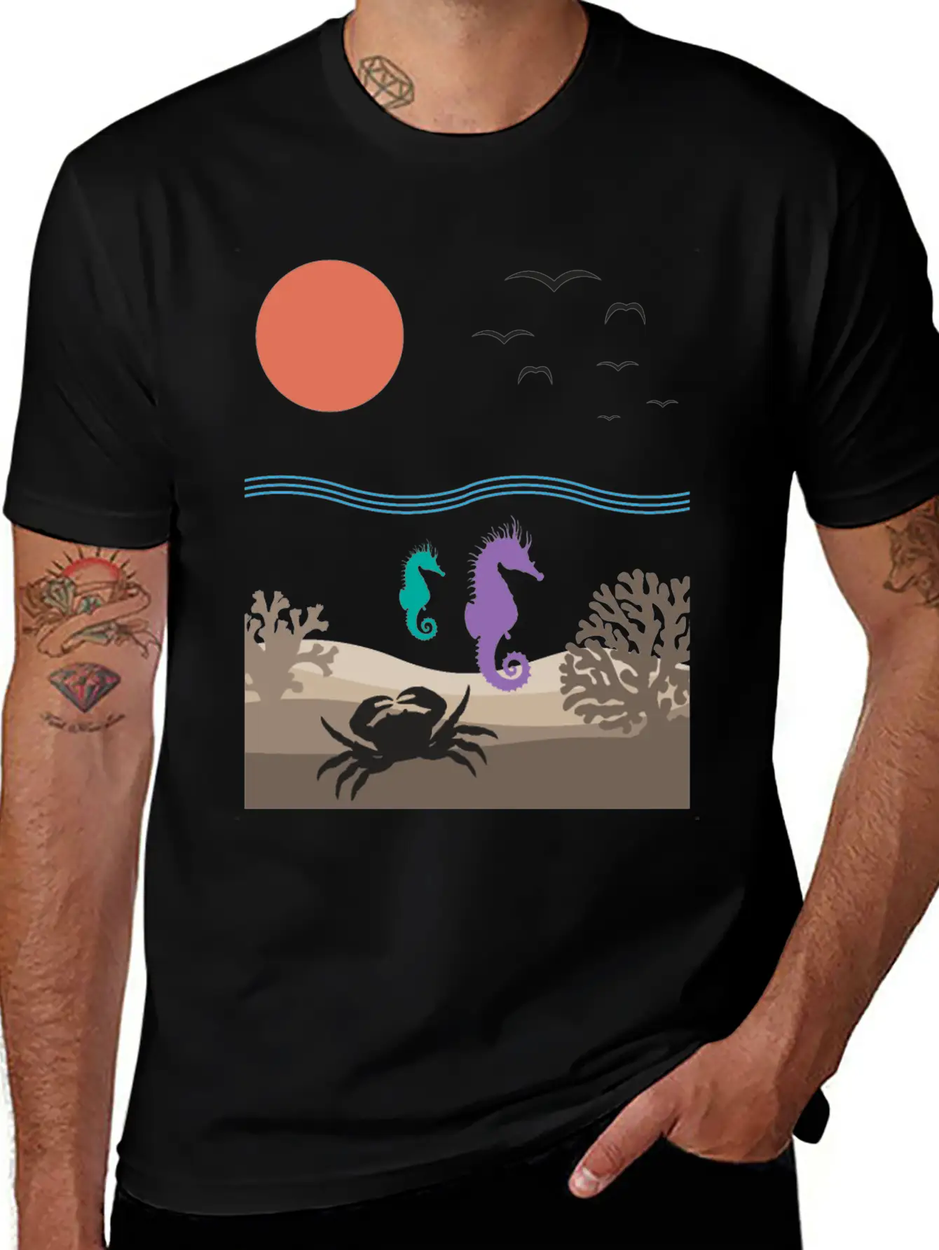 Sea Underwater Landscape Animals Nature Gift Relaxed Everyday Tee – Lightweight And Durable Cotton